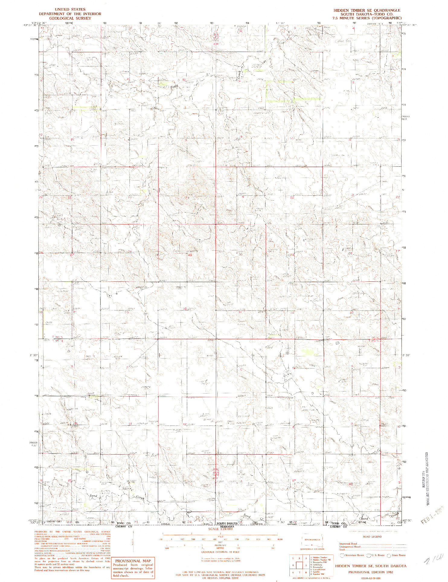 USGS 1:24000-SCALE QUADRANGLE FOR HIDDEN TIMBER SE, SD 1982