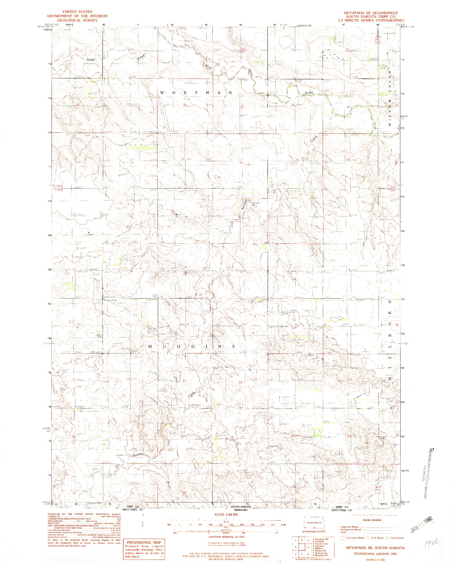 USGS 1:24000-SCALE QUADRANGLE FOR KEYAPAHA SE, SD 1982