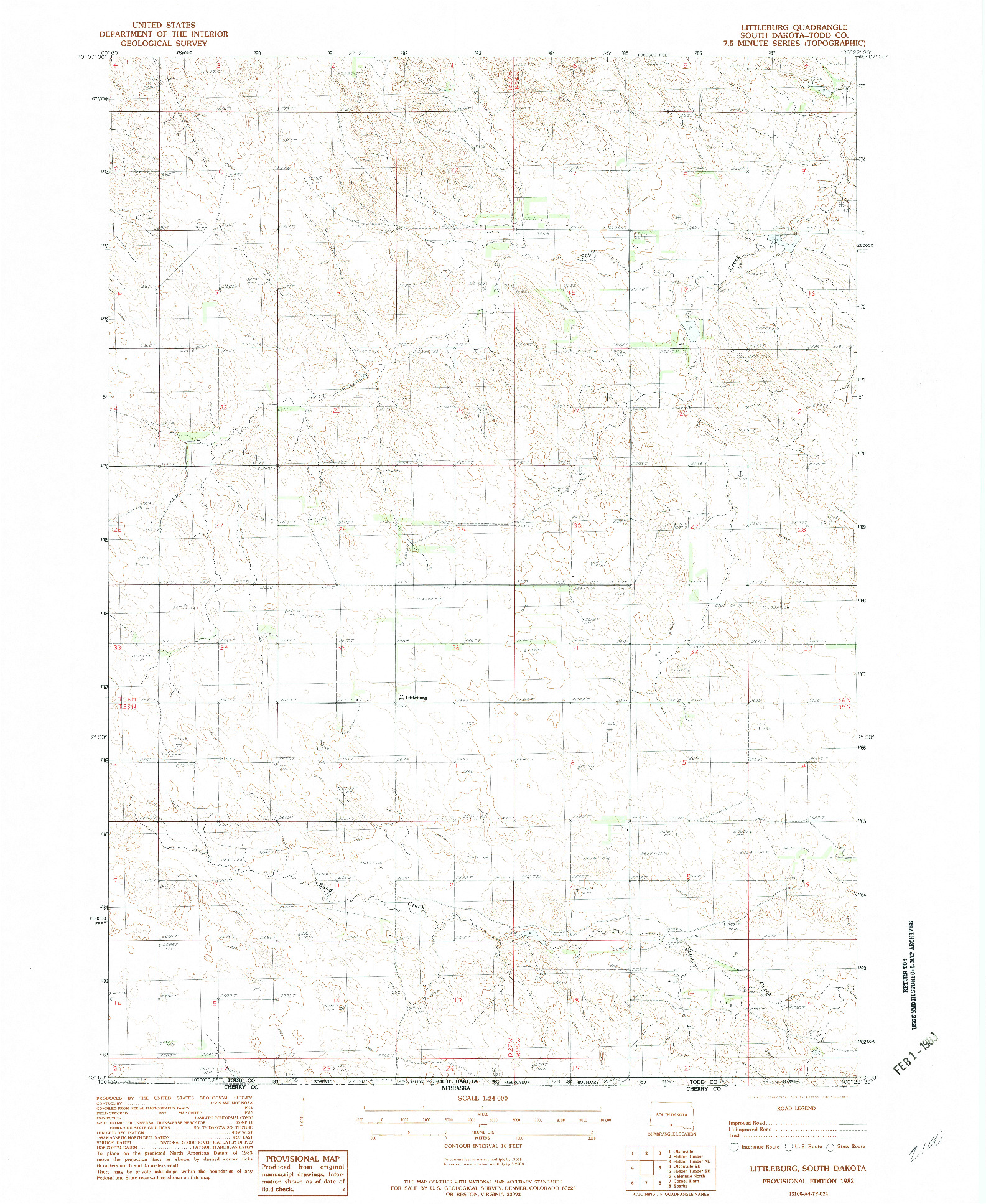 USGS 1:24000-SCALE QUADRANGLE FOR LITTLEBURG, SD 1982