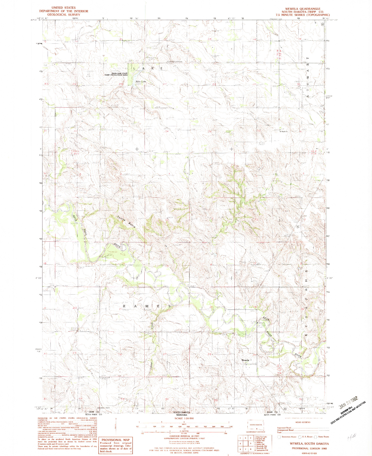 USGS 1:24000-SCALE QUADRANGLE FOR WEWELA, SD 1982