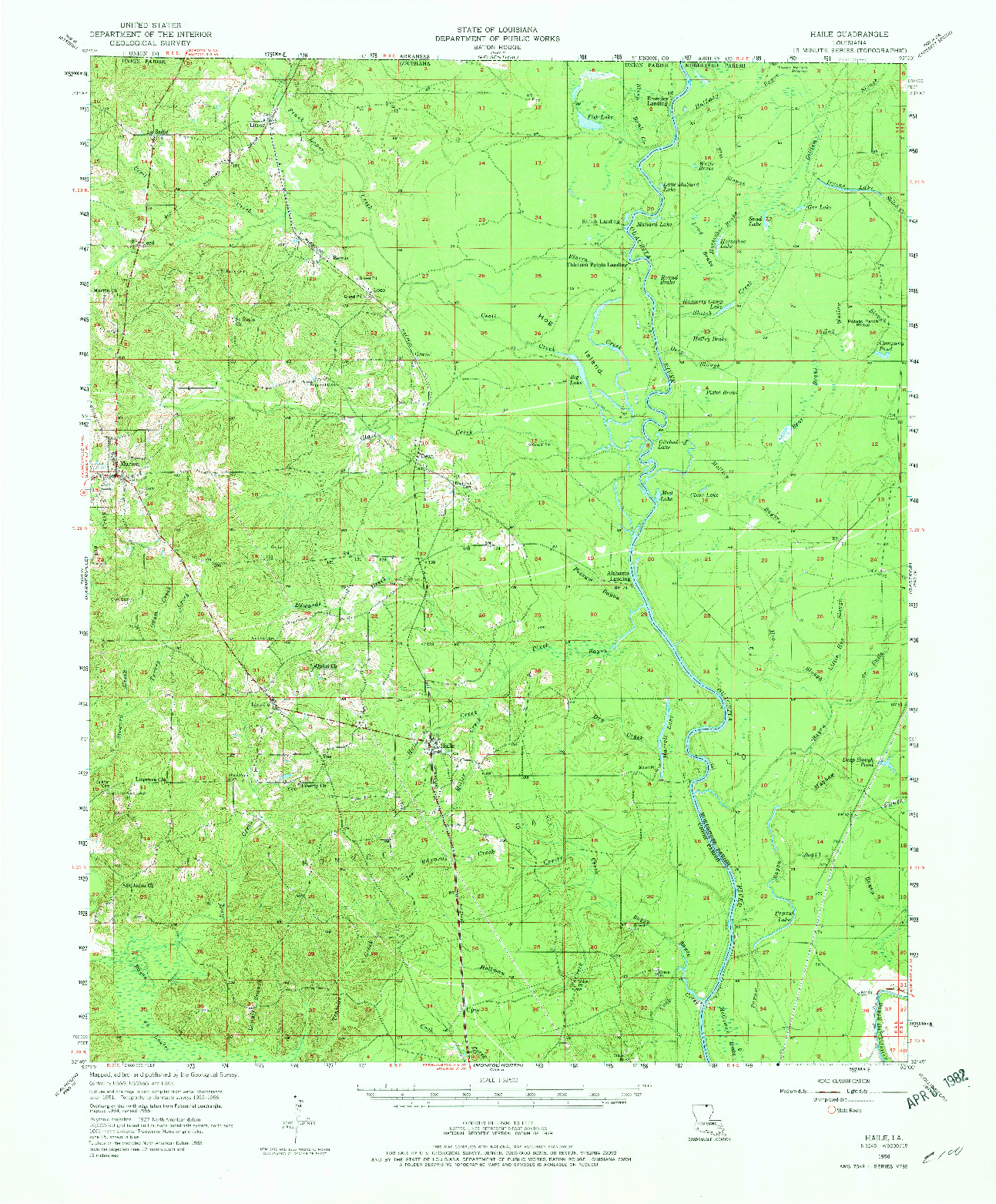 USGS 1:62500-SCALE QUADRANGLE FOR HAILE, LA 1956