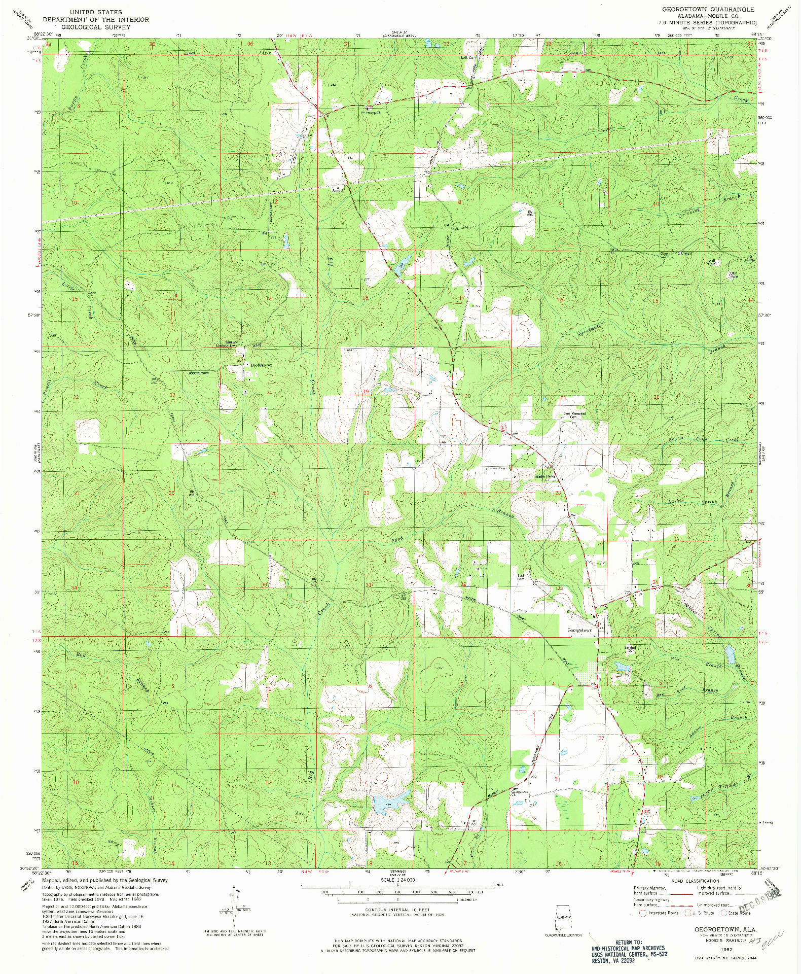 USGS 1:24000-SCALE QUADRANGLE FOR GEORGETOWN, AL 1982