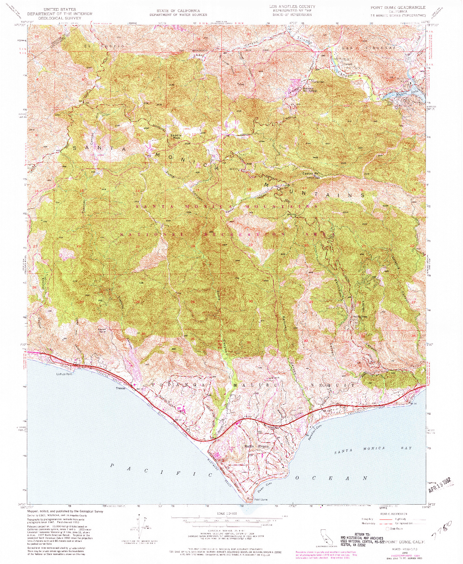 USGS 1:24000-SCALE QUADRANGLE FOR POINT DUME, CA 1950