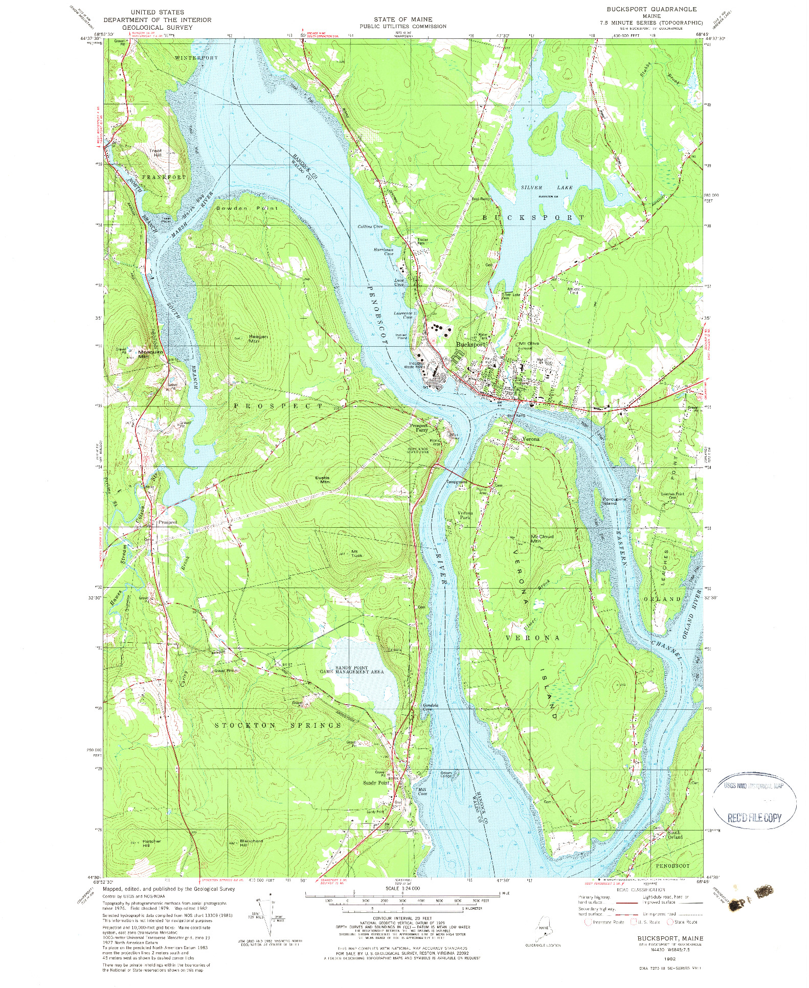 USGS 1:24000-SCALE QUADRANGLE FOR BUCKSPORT, ME 1982