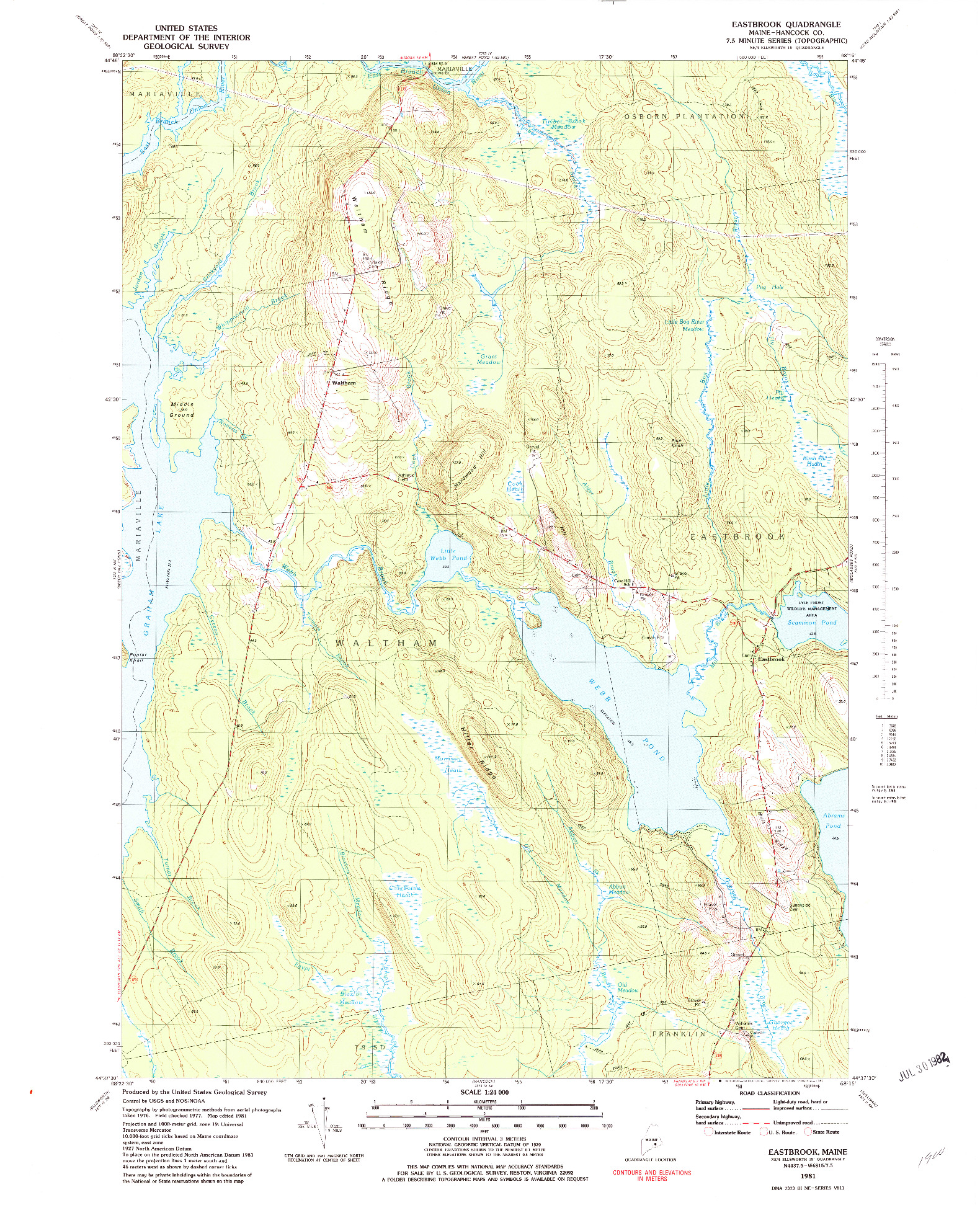 USGS 1:24000-SCALE QUADRANGLE FOR EASTBROOK, ME 1981