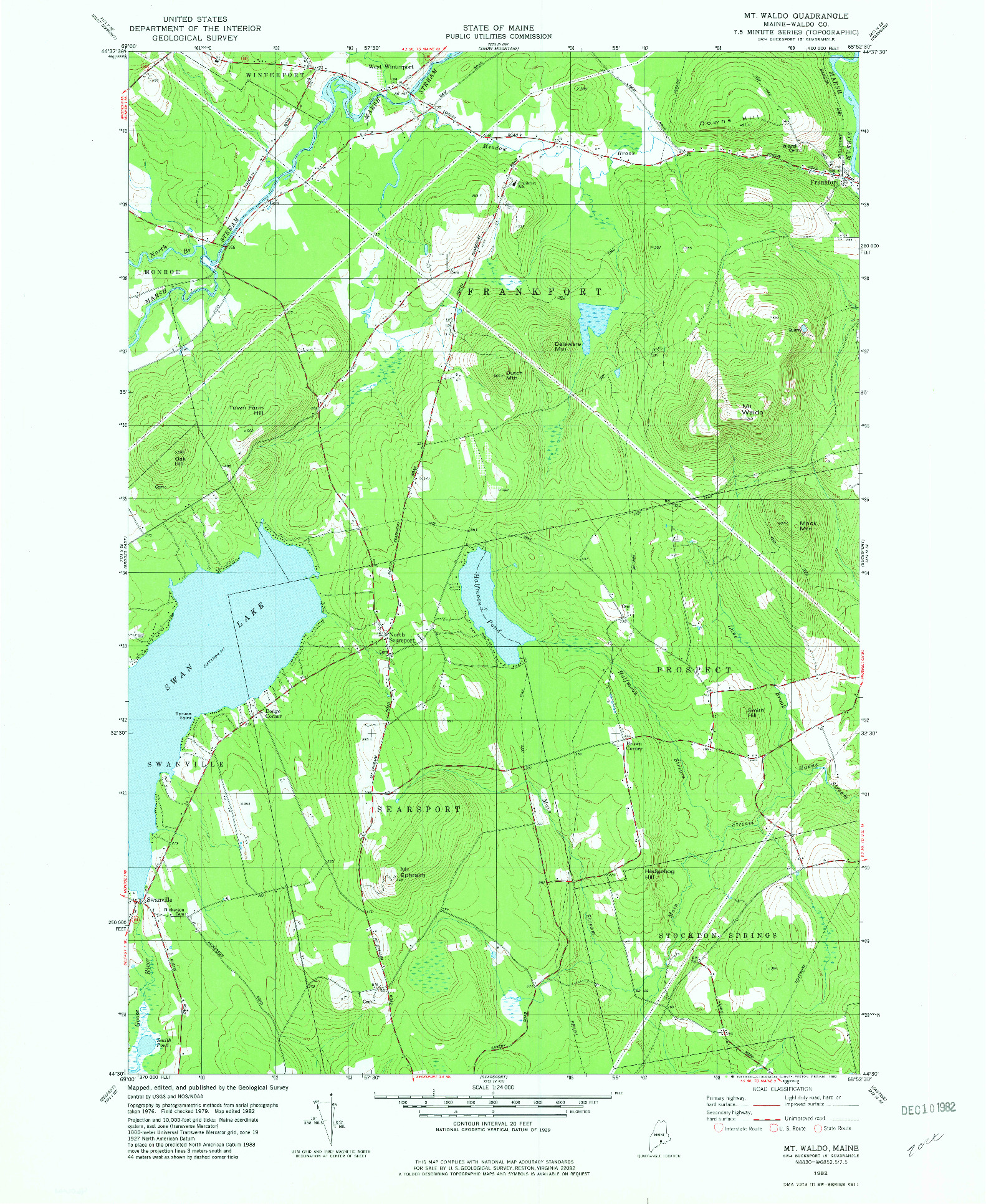 USGS 1:24000-SCALE QUADRANGLE FOR MT WALDO, ME 1982