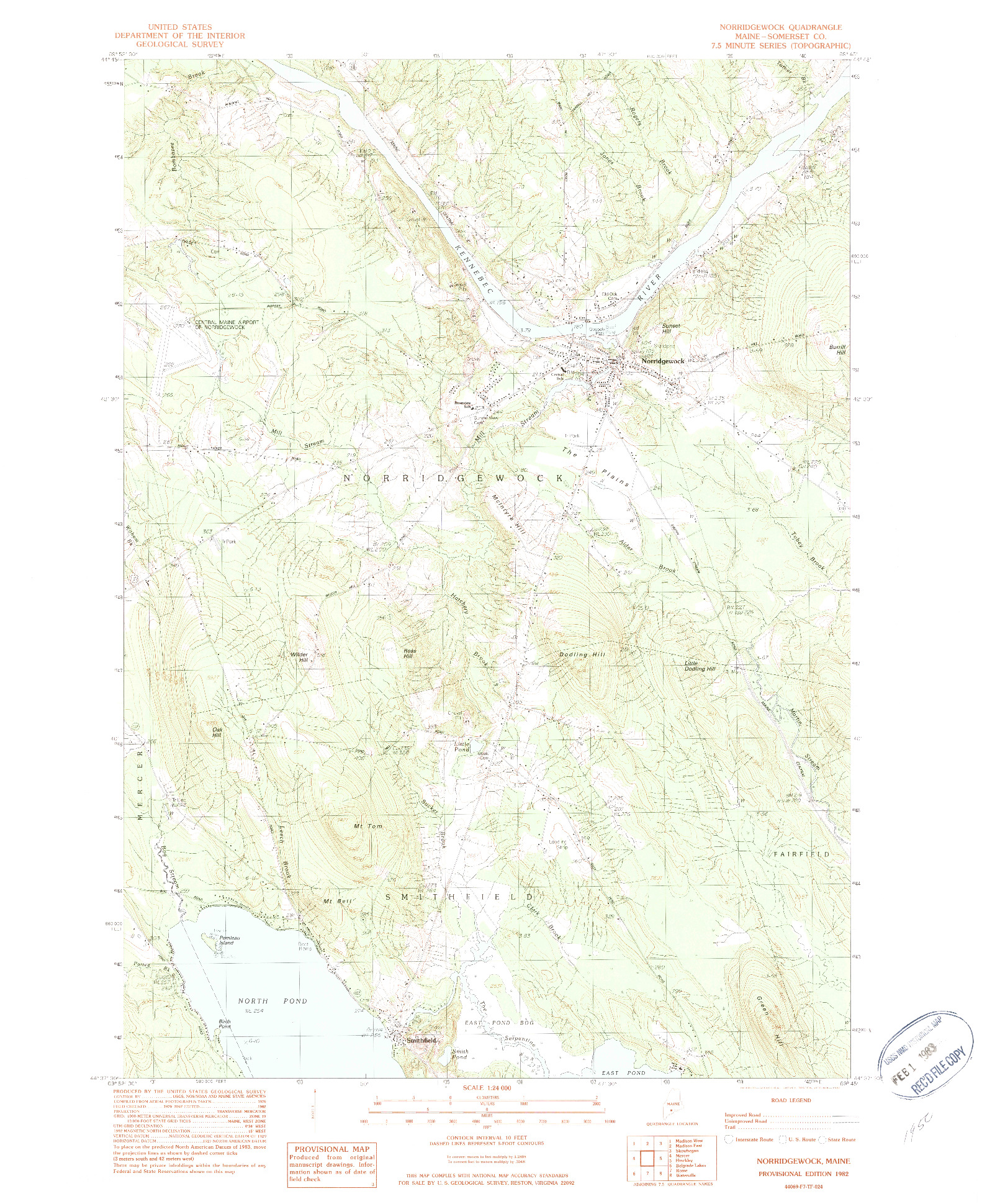 USGS 1:24000-SCALE QUADRANGLE FOR NORRIDGEWOCK, ME 1982