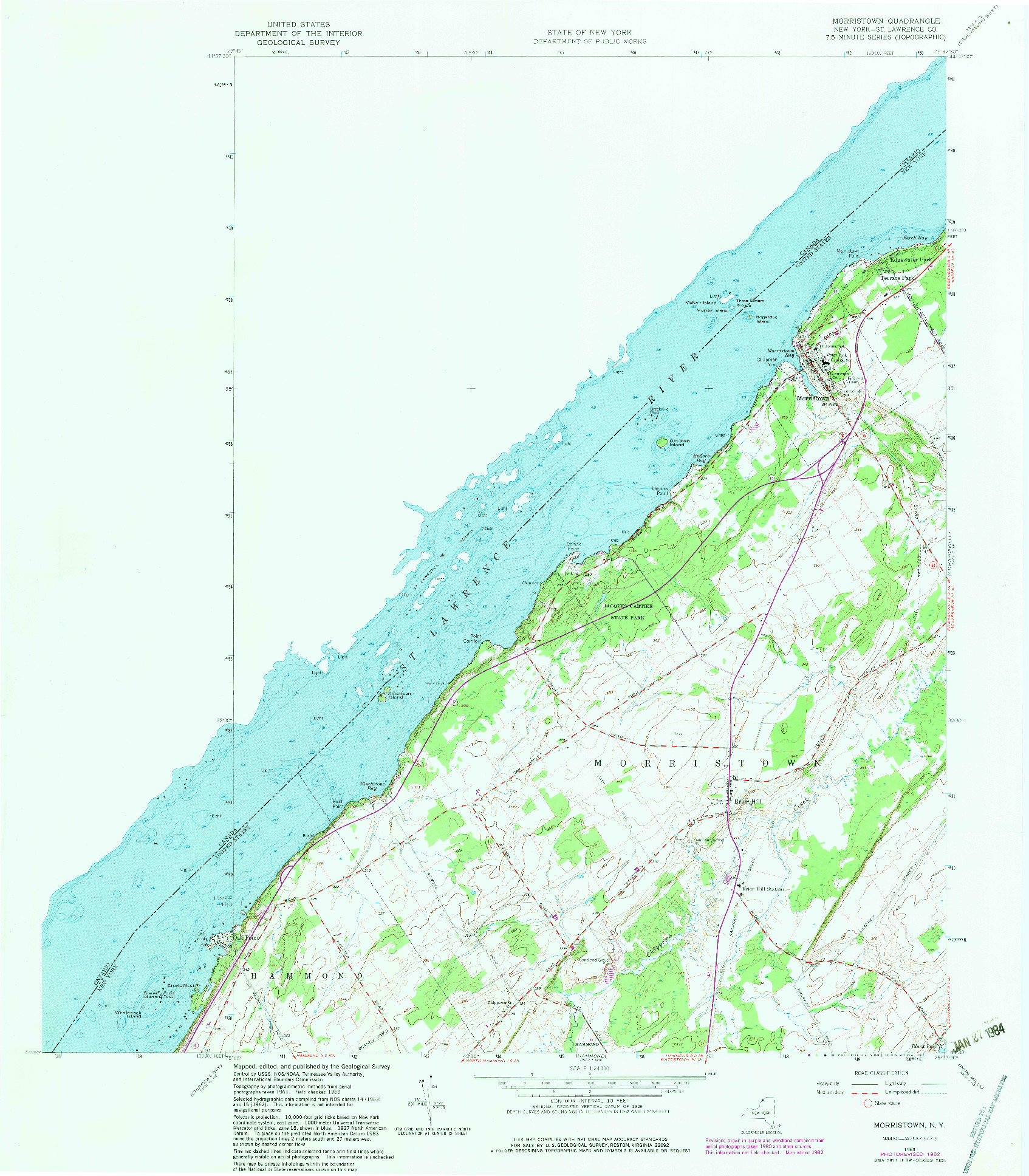 USGS 1:24000-SCALE QUADRANGLE FOR MORRISTOWN, NY 1963