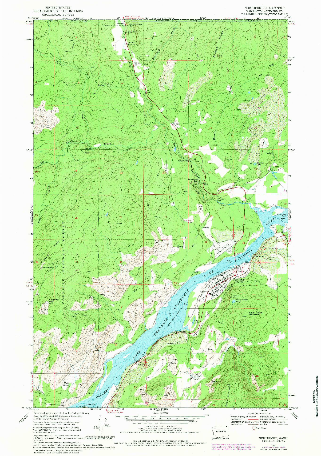 USGS 1:24000-SCALE QUADRANGLE FOR NORTHPORT, WA 1969