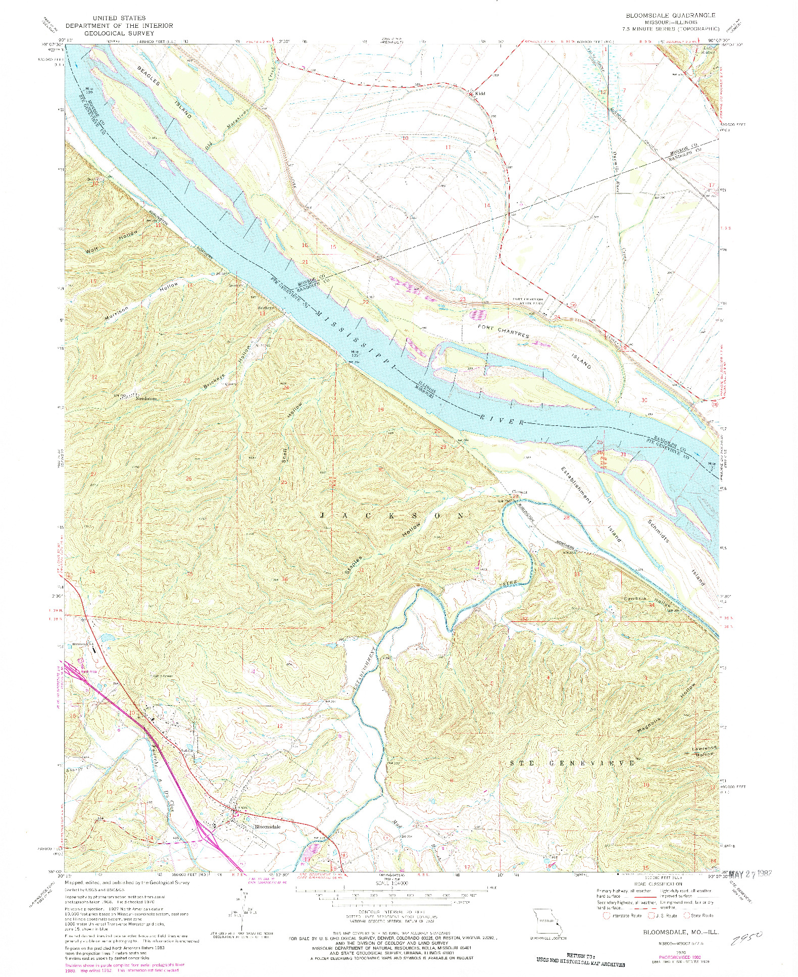 USGS 1:24000-SCALE QUADRANGLE FOR BLOOMSDALE, MO 1970