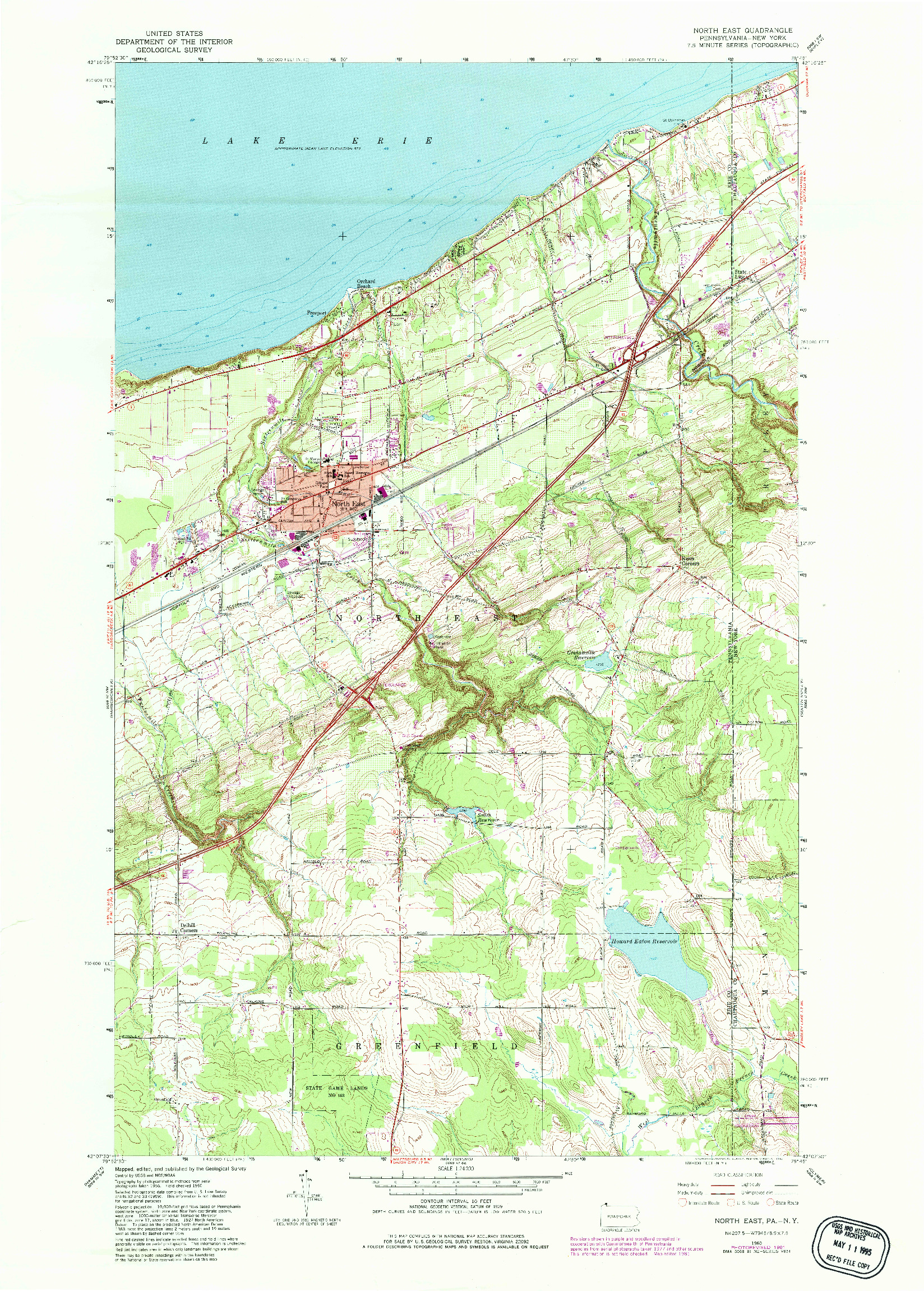 USGS 1:24000-SCALE QUADRANGLE FOR NORTH EAST, PA 1960