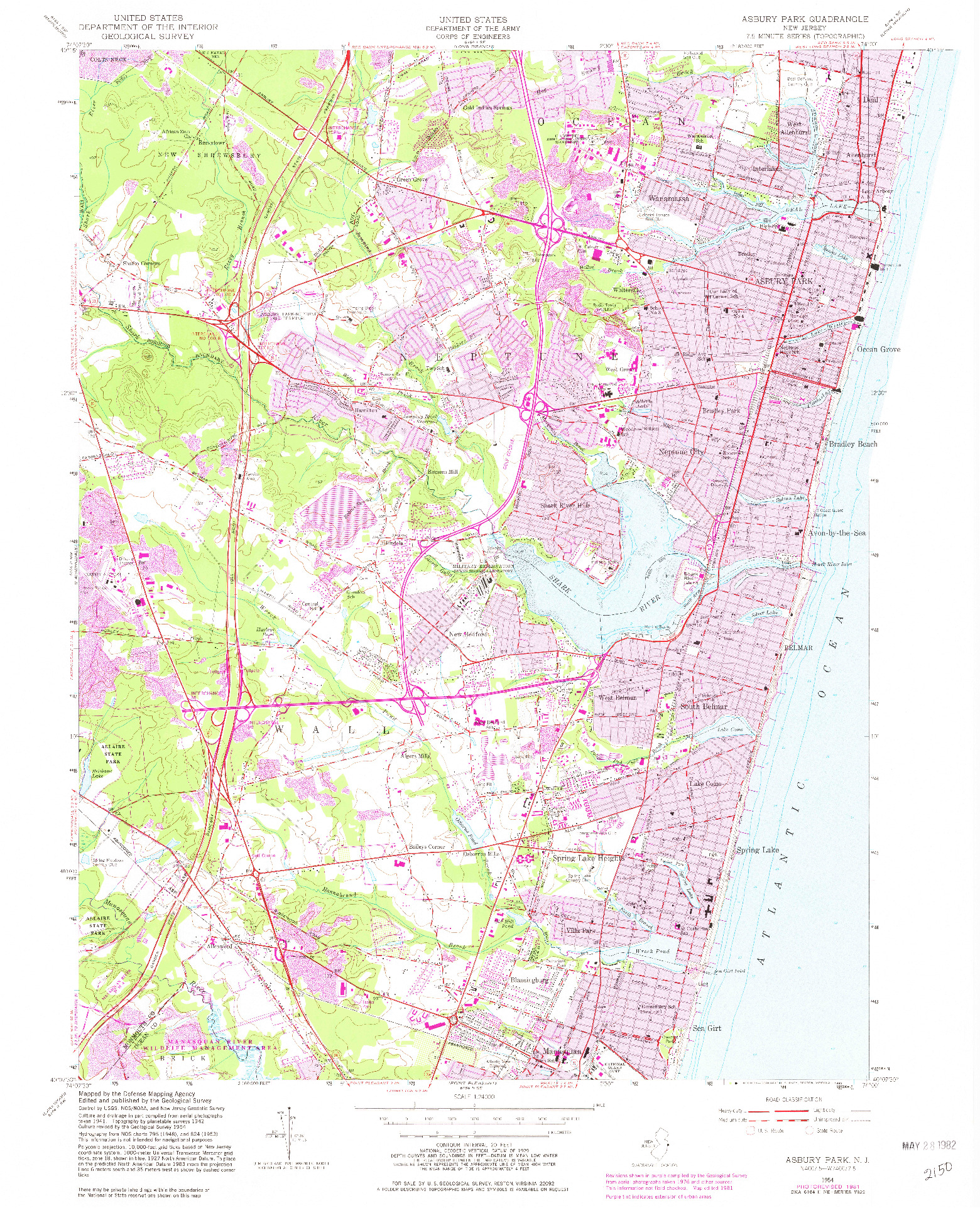 USGS 1:24000-SCALE QUADRANGLE FOR ASBURY PARK, NJ 1954