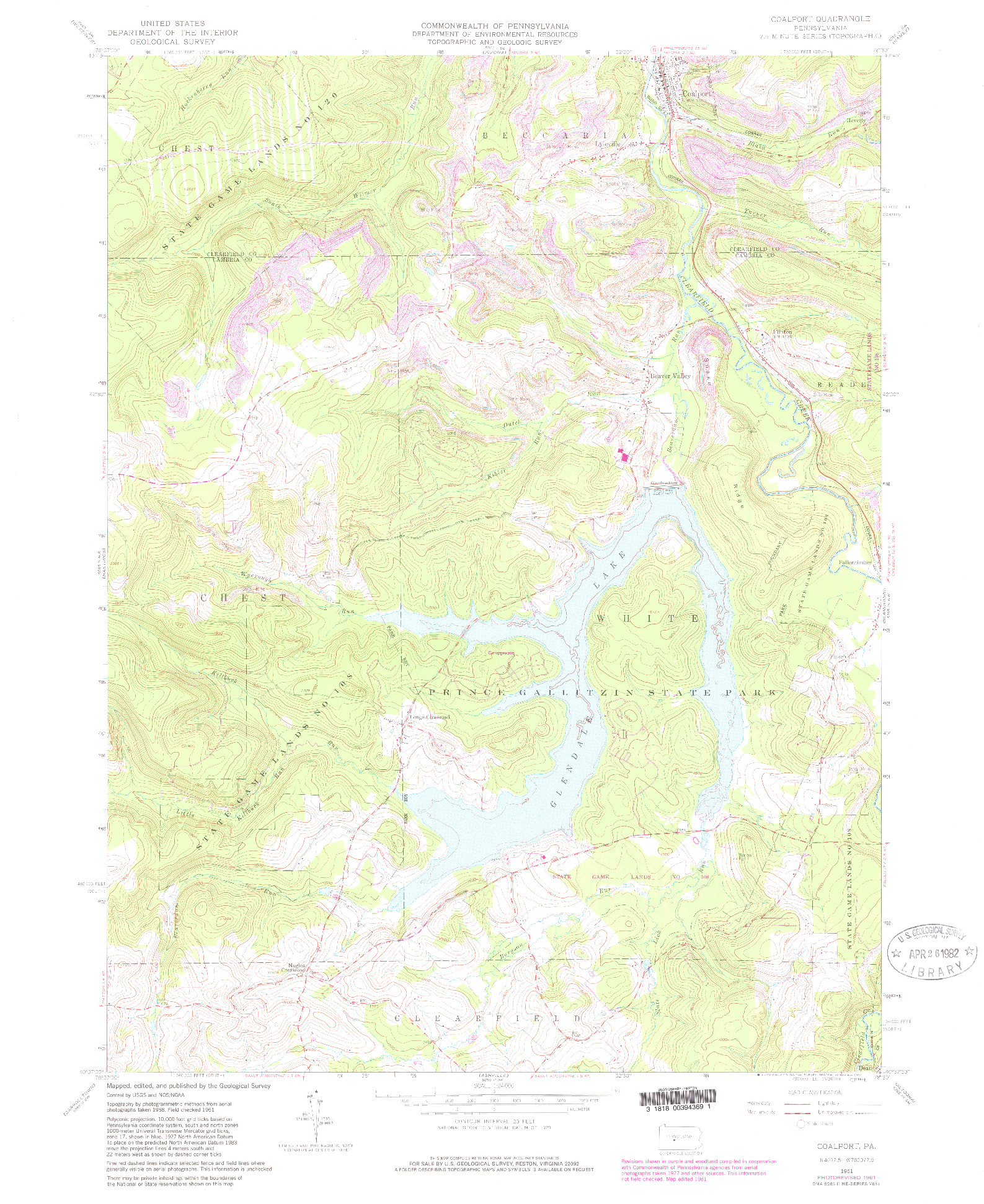 USGS 1:24000-SCALE QUADRANGLE FOR COALPORT, PA 1961