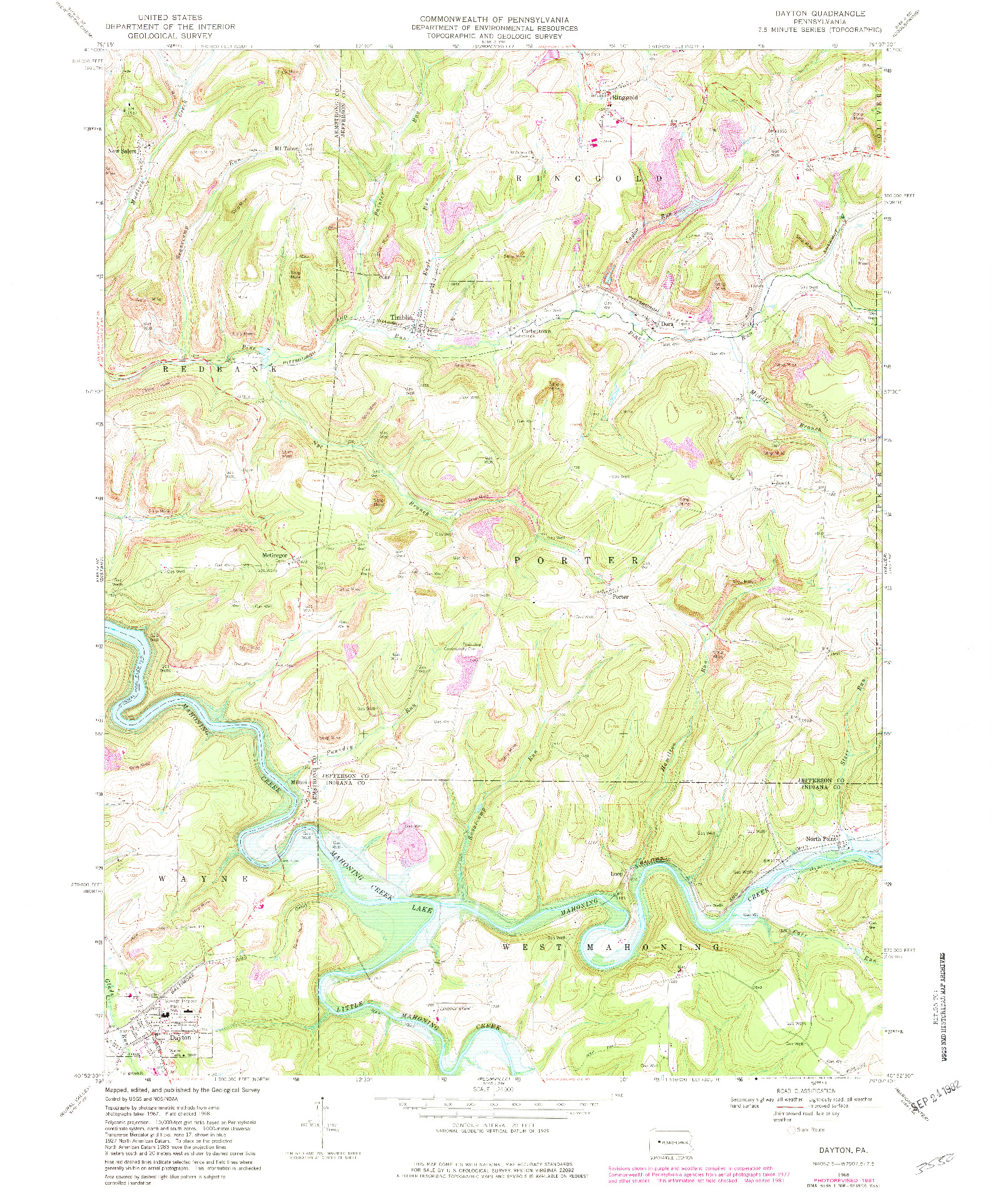 USGS 1:24000-SCALE QUADRANGLE FOR DAYTON, PA 1968