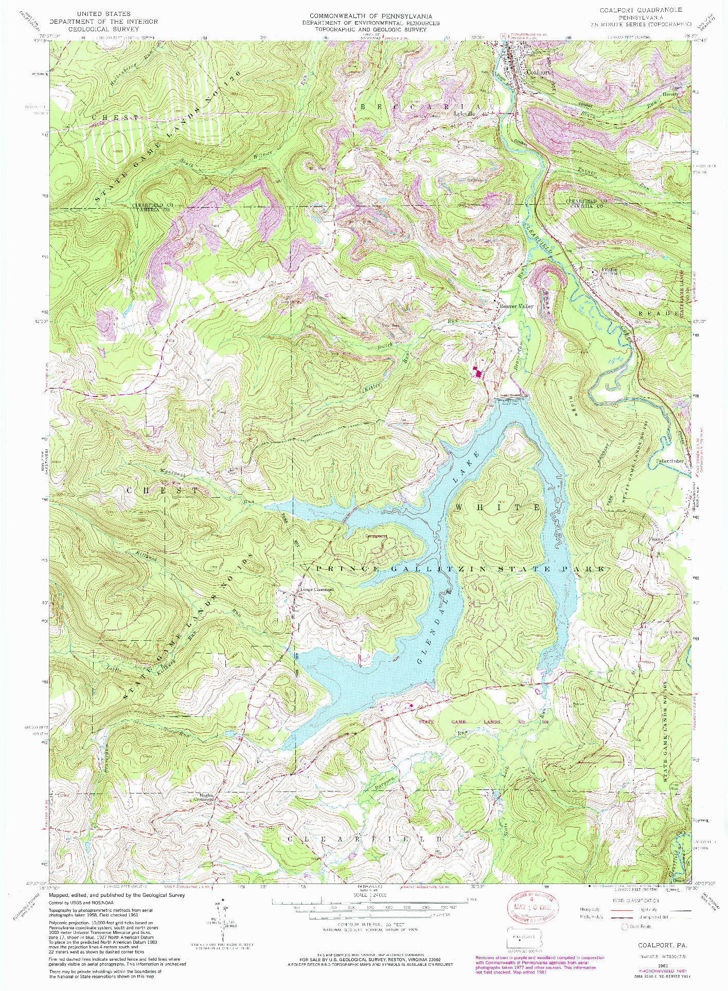 USGS 1:24000-SCALE QUADRANGLE FOR COALPORT, PA 1961