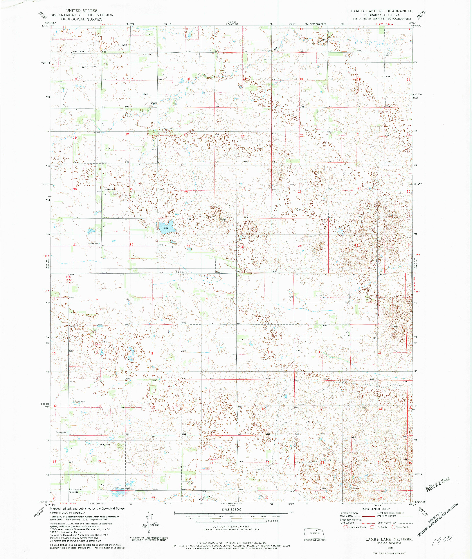 USGS 1:24000-SCALE QUADRANGLE FOR LAMBS LAKE NE, NE 1982