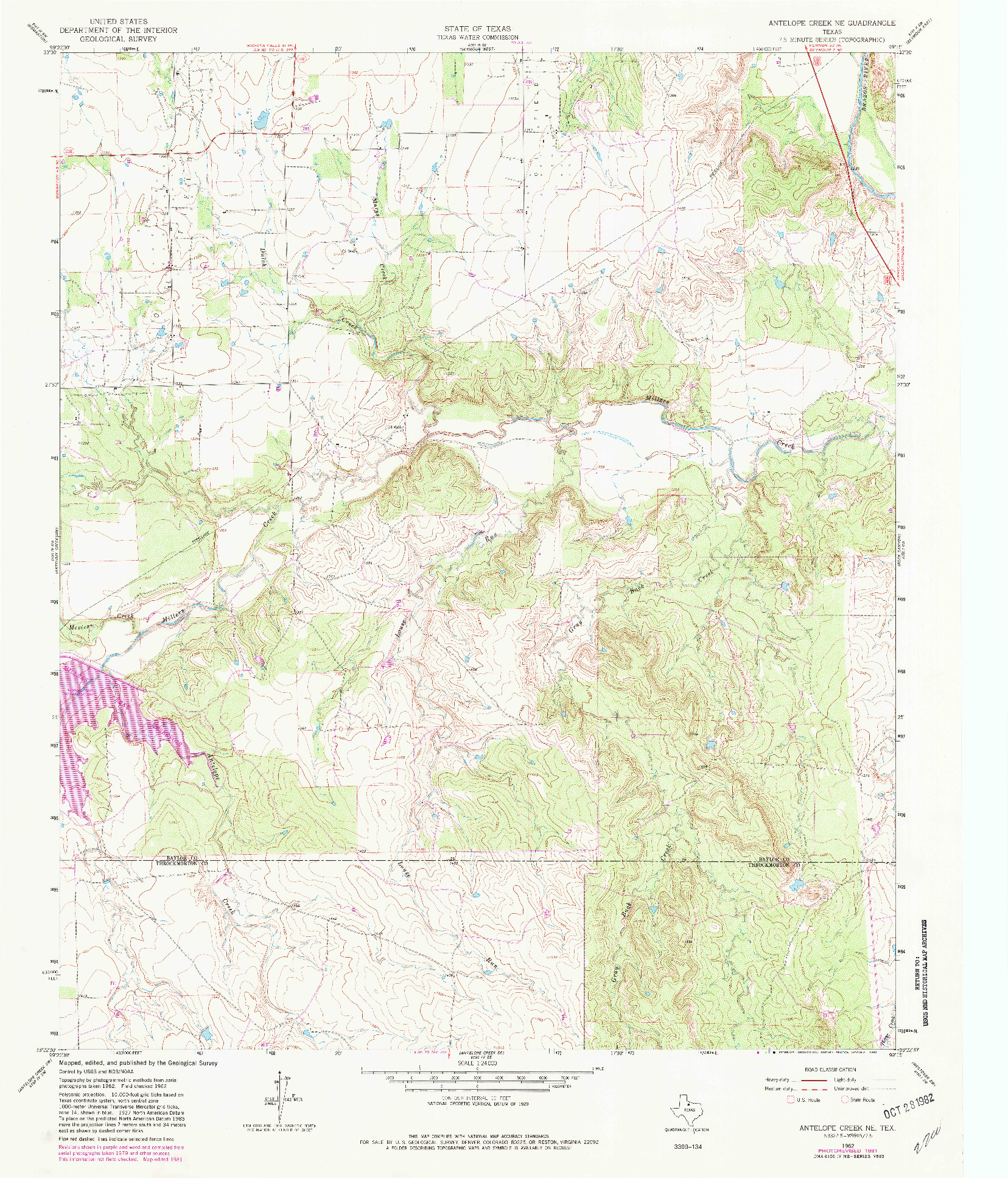 USGS 1:24000-SCALE QUADRANGLE FOR ANTELOPE CREEK NE, TX 1962