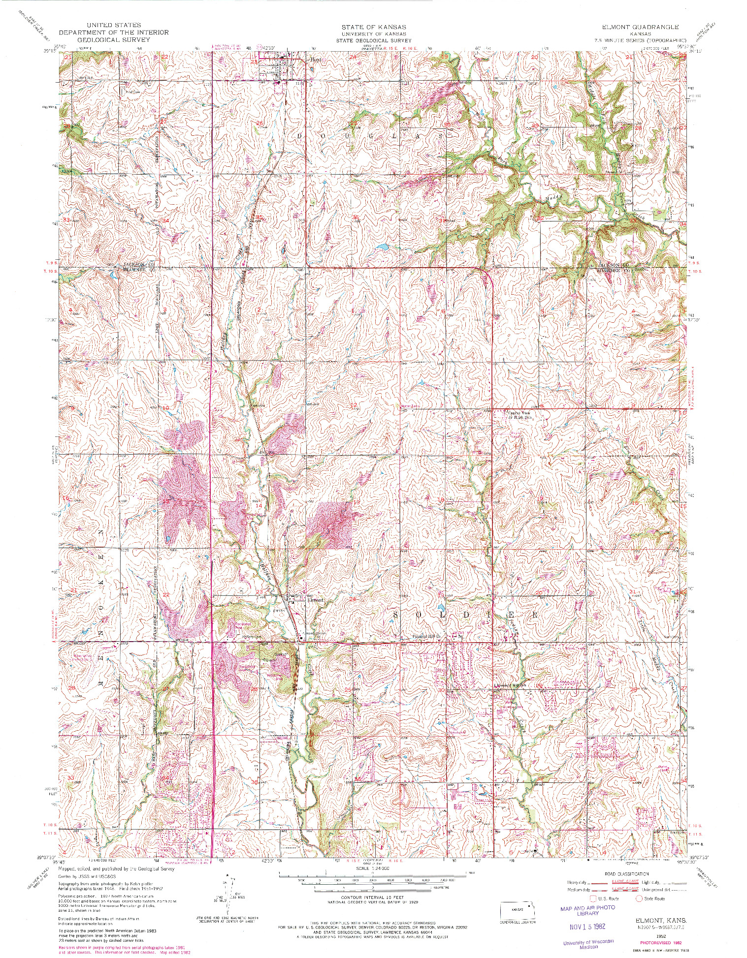 USGS 1:24000-SCALE QUADRANGLE FOR ELMONT, KS 1952