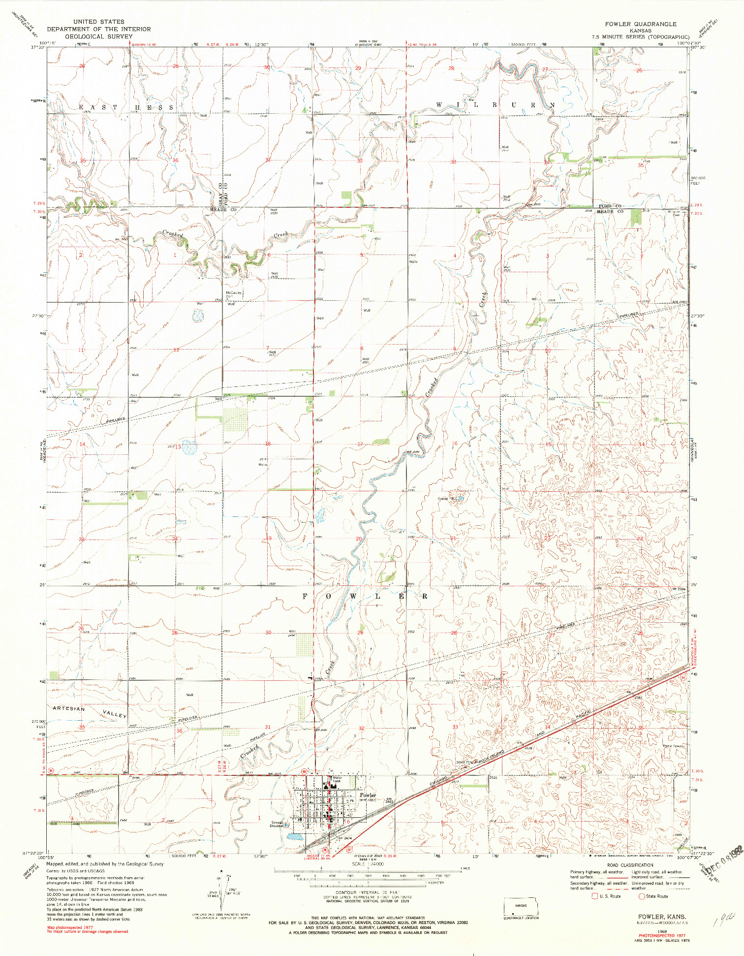 USGS 1:24000-SCALE QUADRANGLE FOR FOWLER, KS 1969