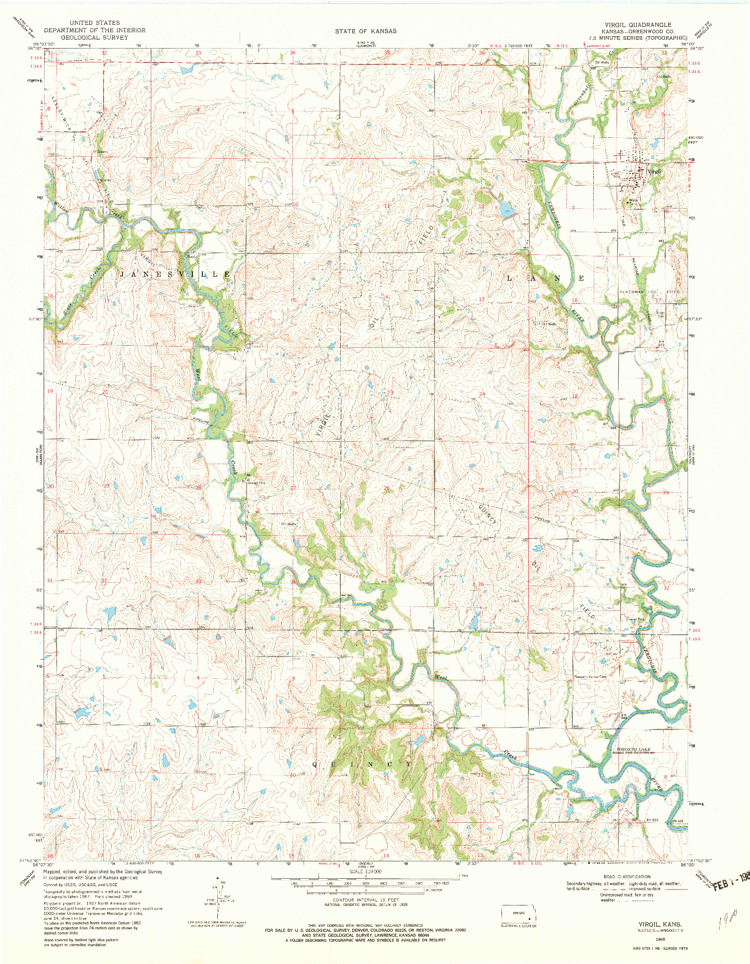 USGS 1:24000-SCALE QUADRANGLE FOR VIRGIL, KS 1969