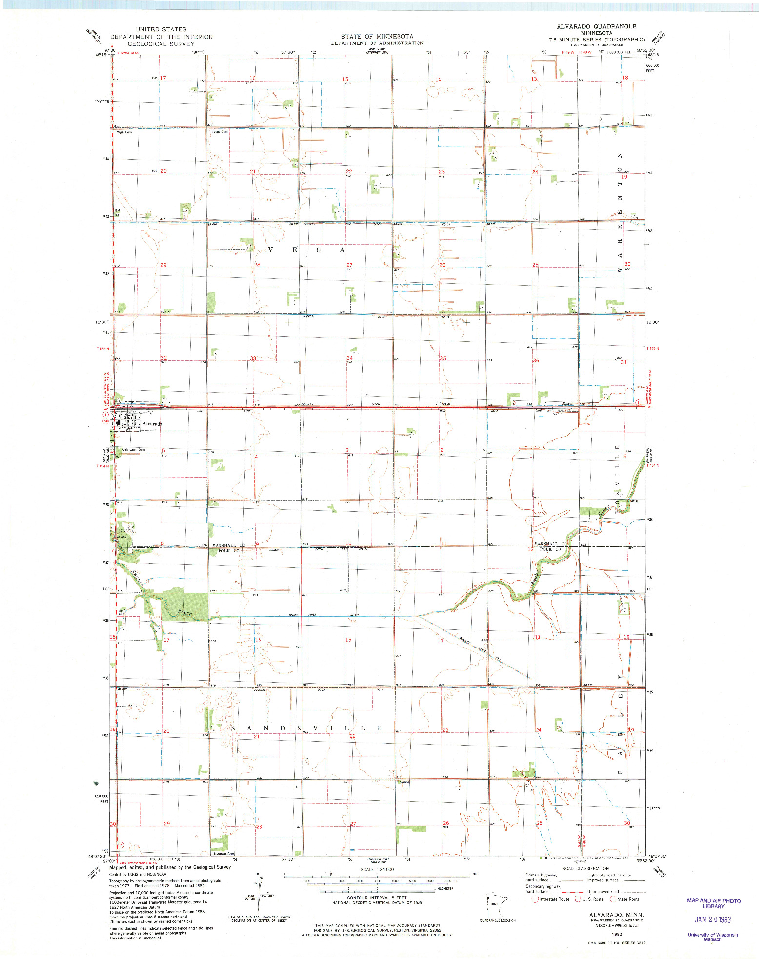 USGS 1:24000-SCALE QUADRANGLE FOR ALVARADO, MN 1982