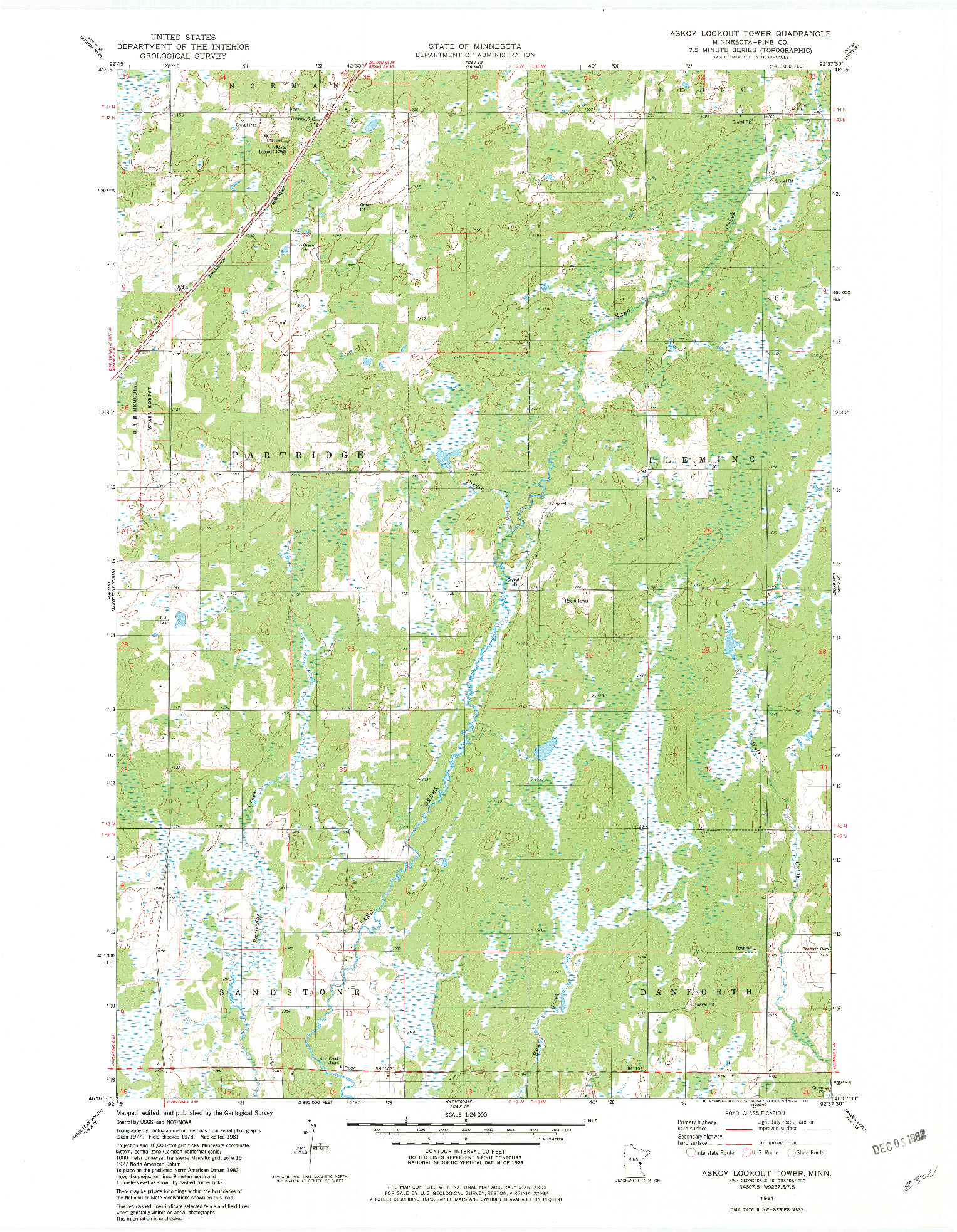 USGS 1:24000-SCALE QUADRANGLE FOR ASKOV LOOKOUT TOWER, MN 1981