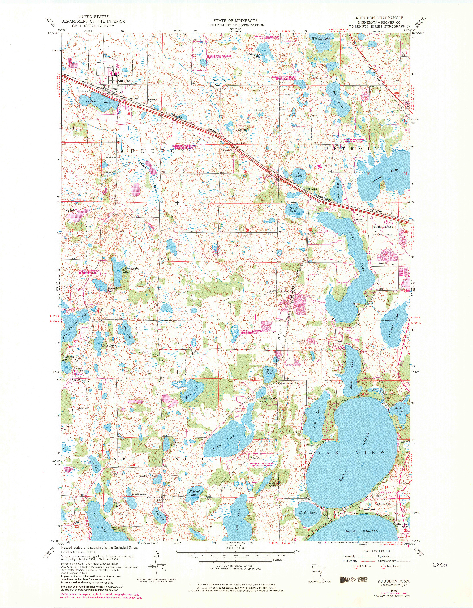 USGS 1:24000-SCALE QUADRANGLE FOR AUDUBON, MN 1959