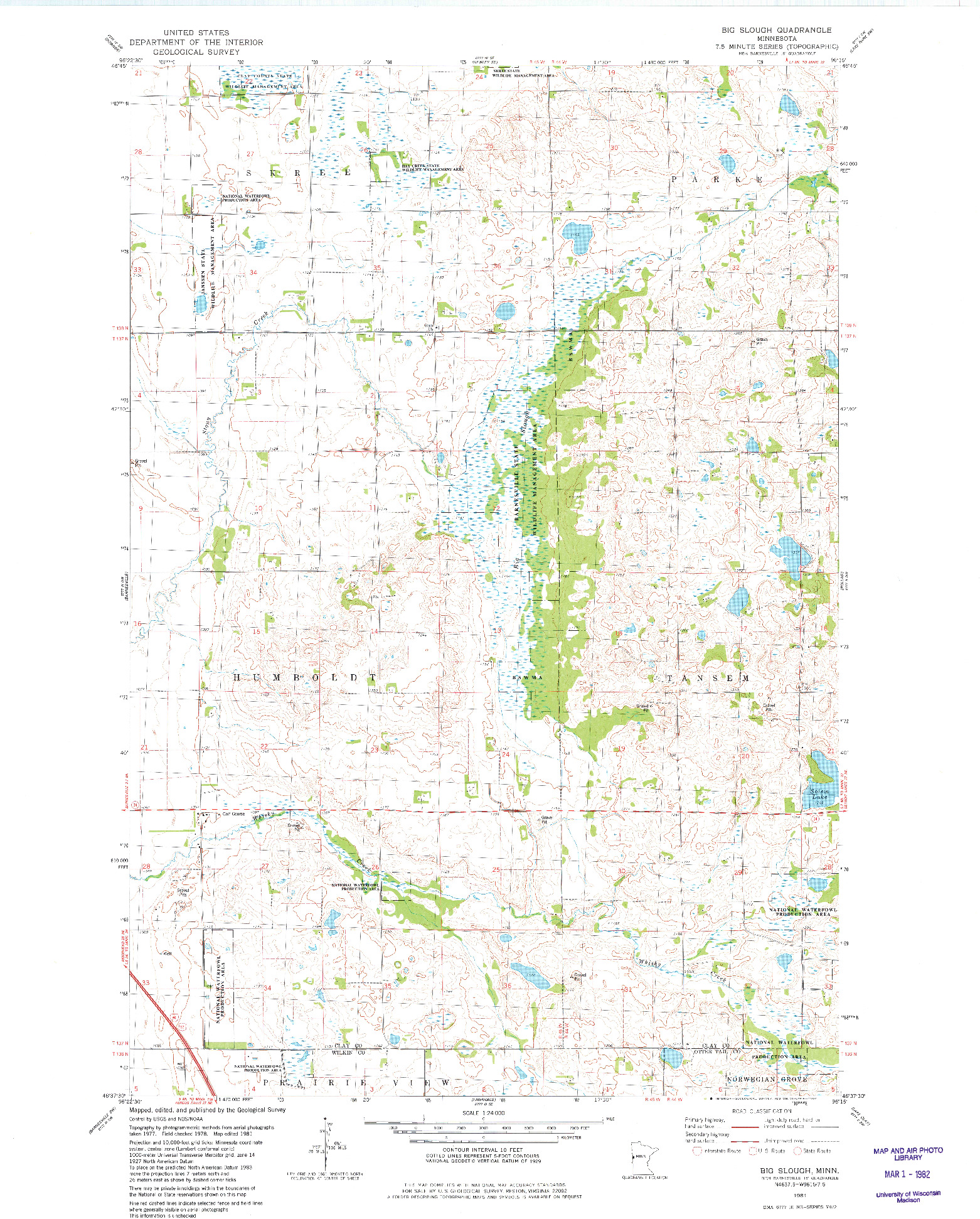 USGS 1:24000-SCALE QUADRANGLE FOR BIG SLOUGH, MN 1981