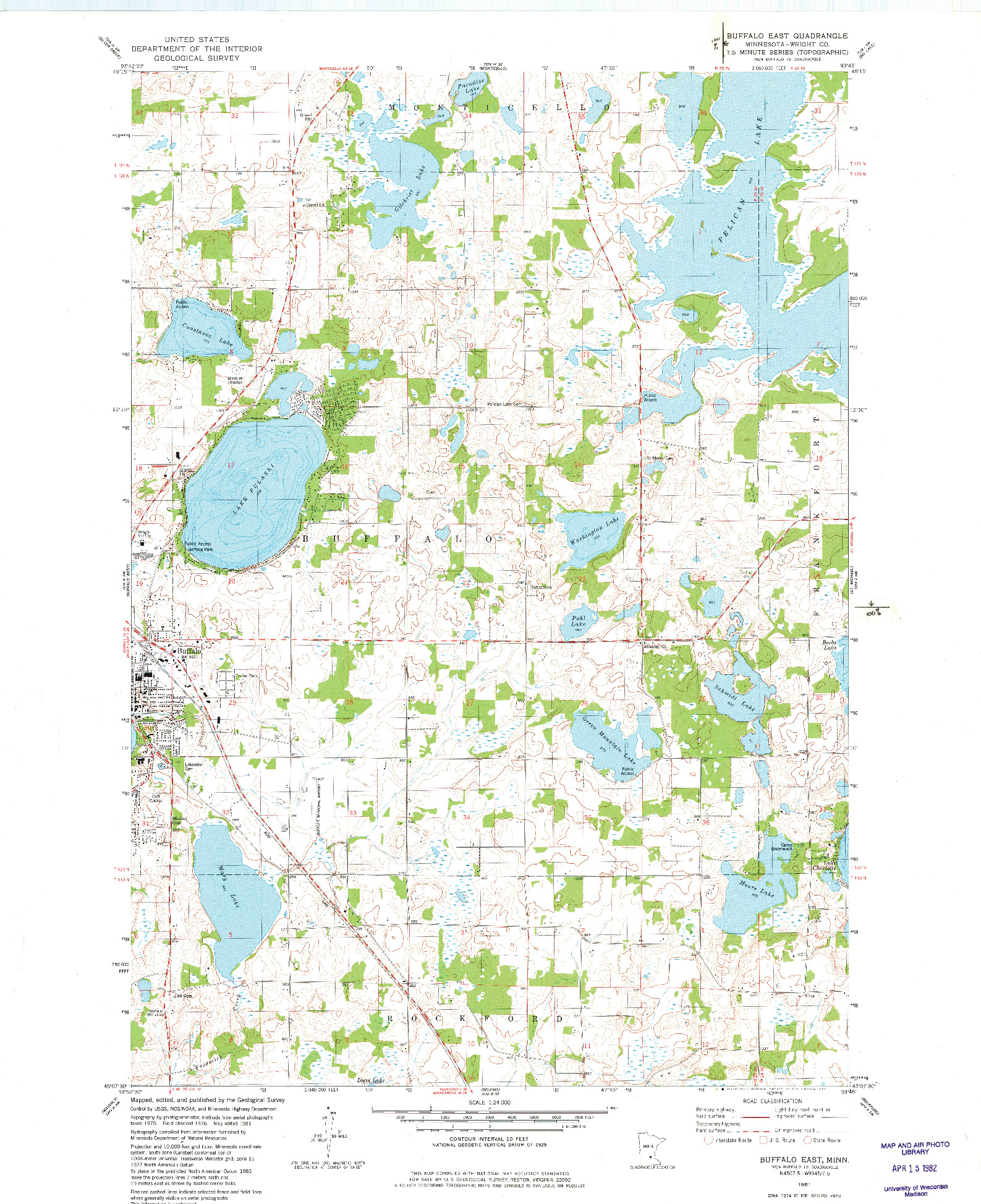 USGS 1:24000-SCALE QUADRANGLE FOR BUFFALO EAST, MN 1981