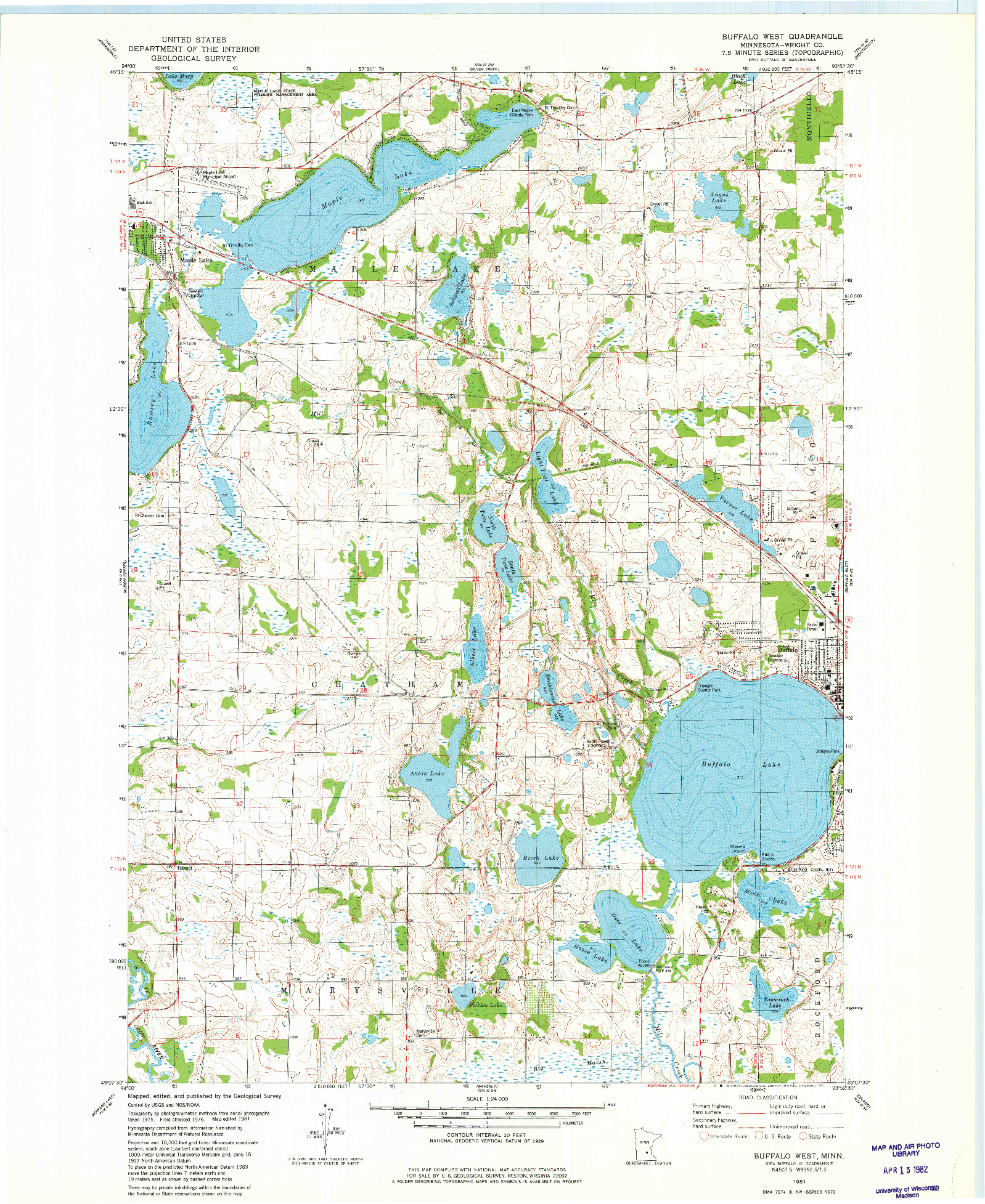 USGS 1:24000-SCALE QUADRANGLE FOR BUFFALO WEST, MN 1981