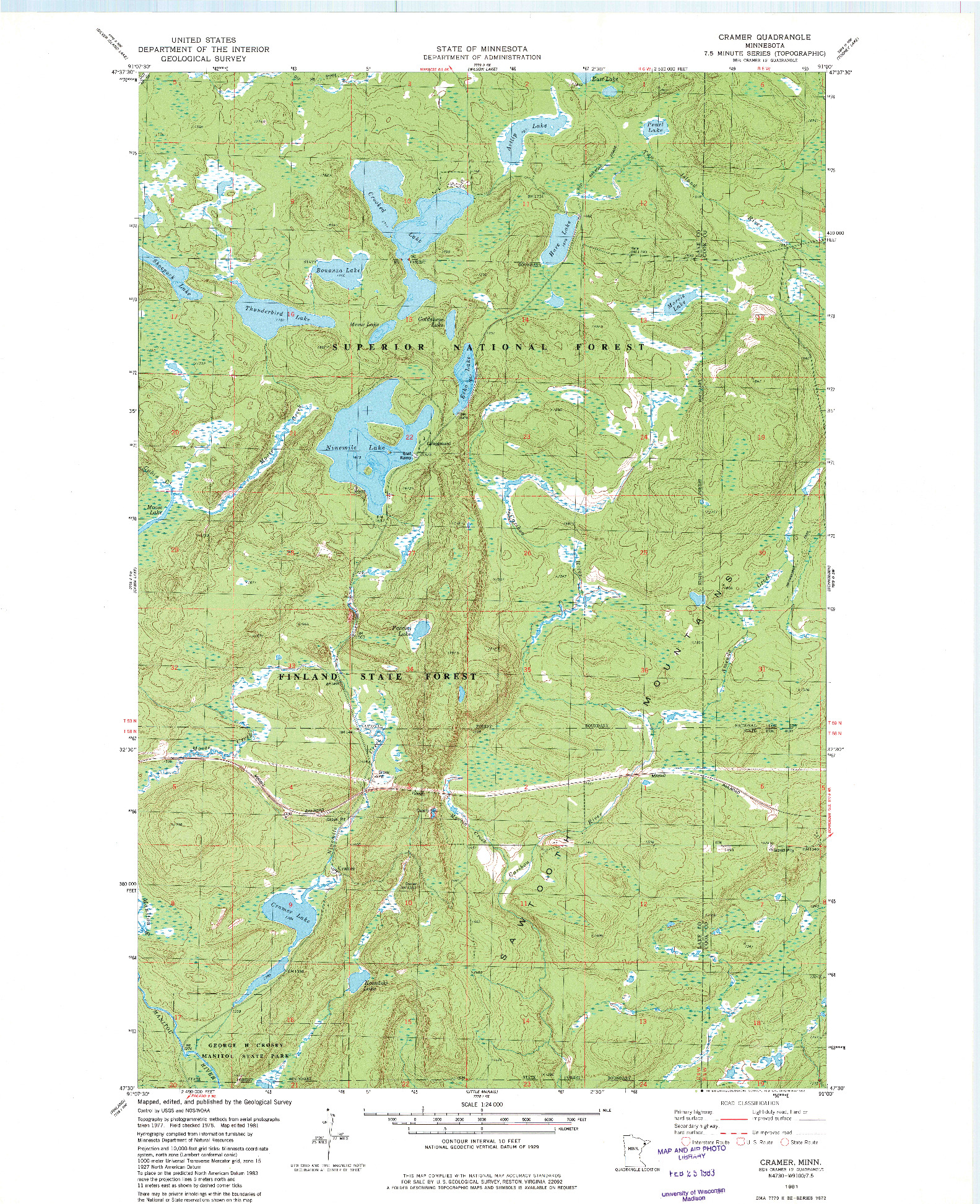 USGS 1:24000-SCALE QUADRANGLE FOR CRAMER, MN 1981