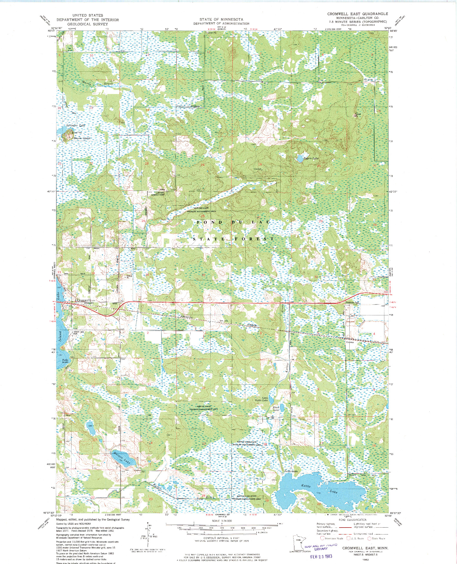 USGS 1:24000-SCALE QUADRANGLE FOR CROMWELL EAST, MN 1982