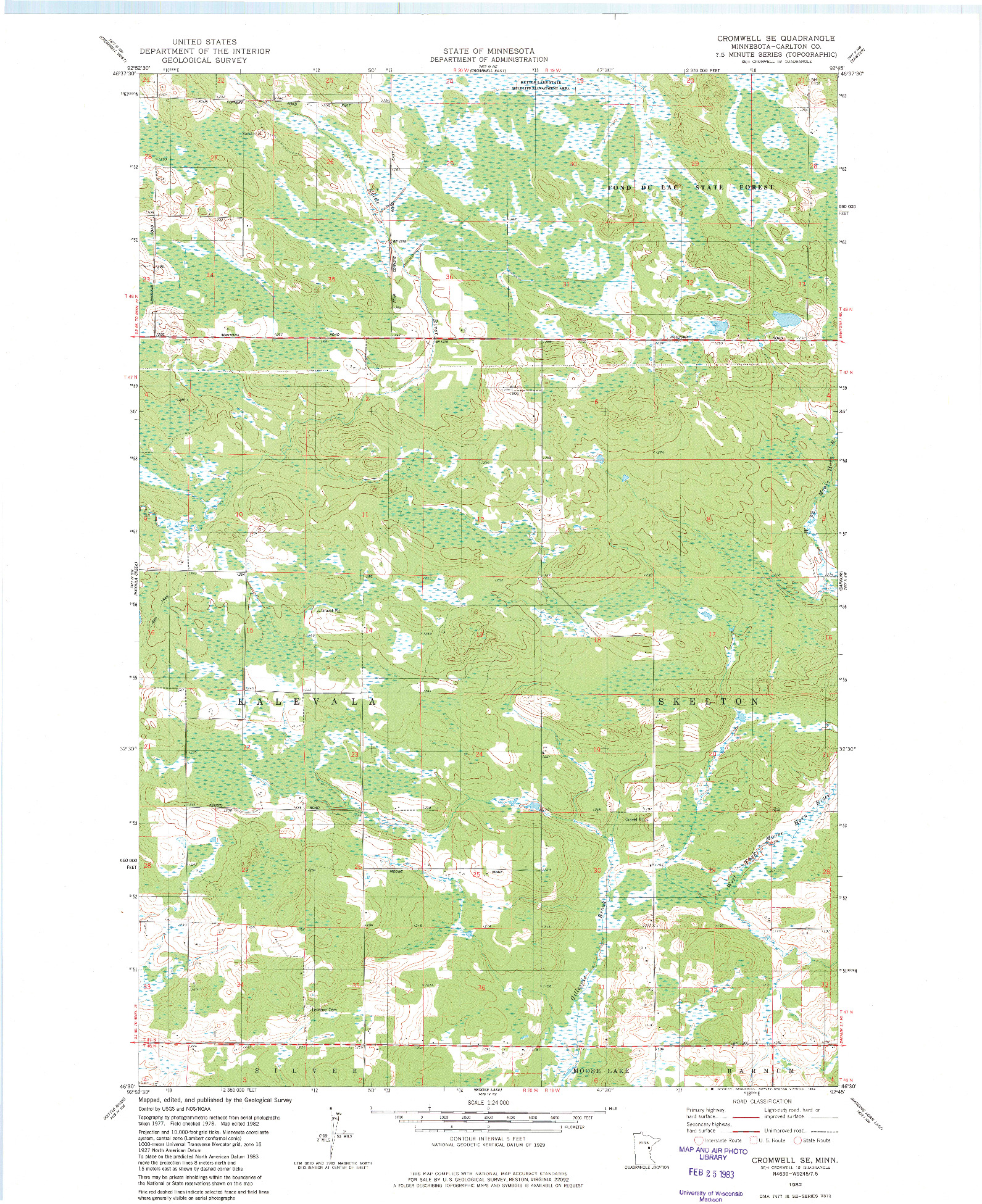 USGS 1:24000-SCALE QUADRANGLE FOR CROMWELL SE, MN 1982