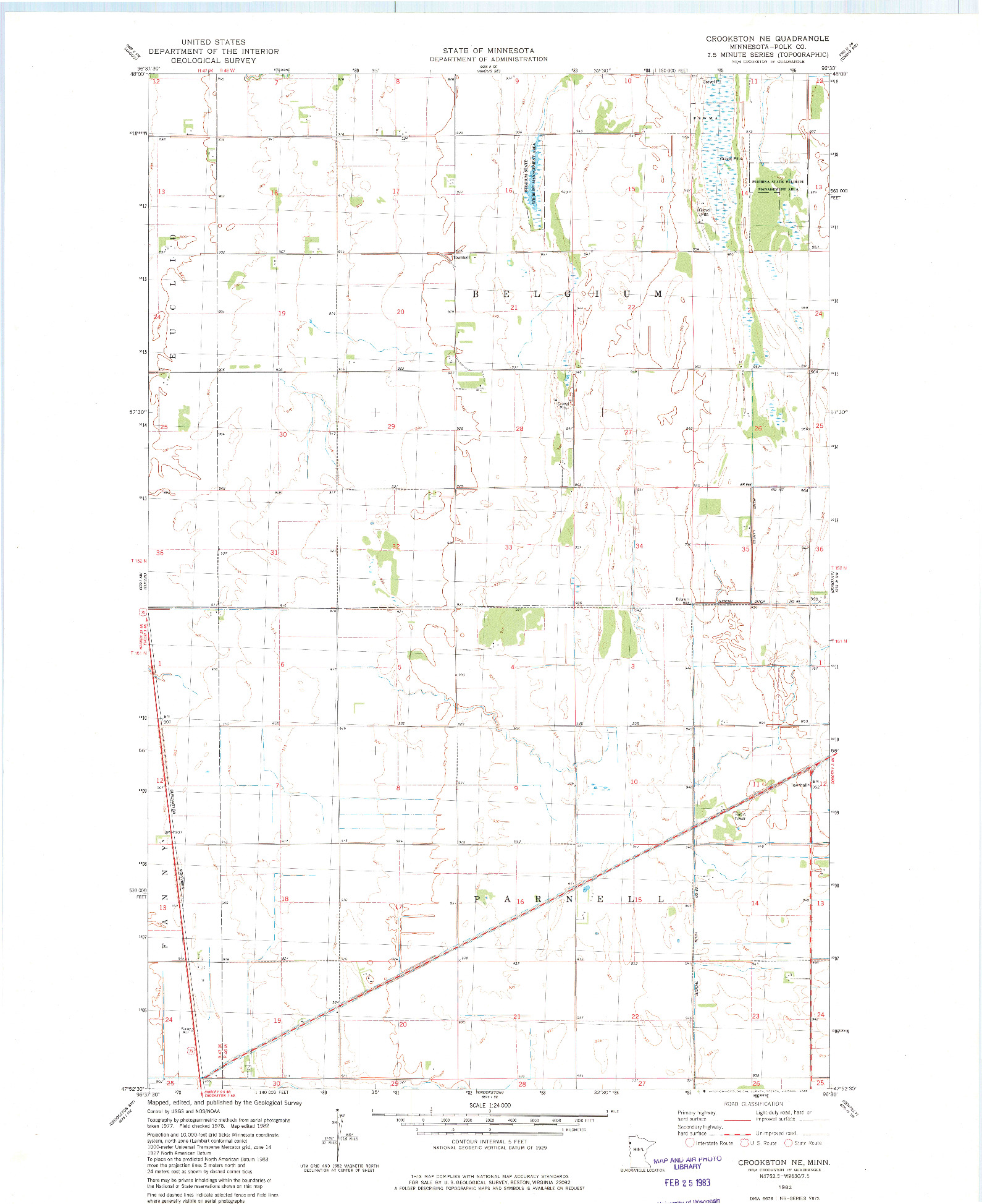 USGS 1:24000-SCALE QUADRANGLE FOR CROOKSTON NE, MN 1982