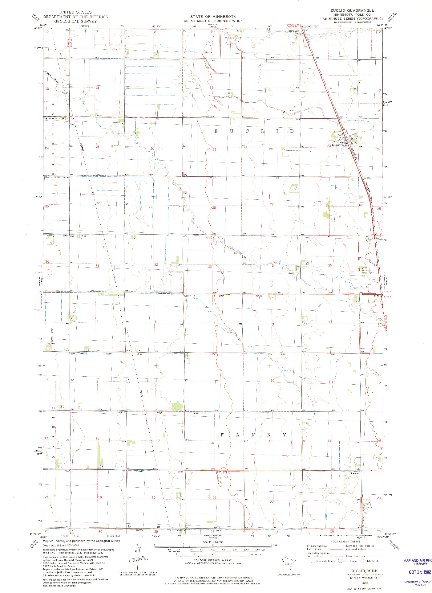 USGS 1:24000-SCALE QUADRANGLE FOR EUCLID, MN 1982