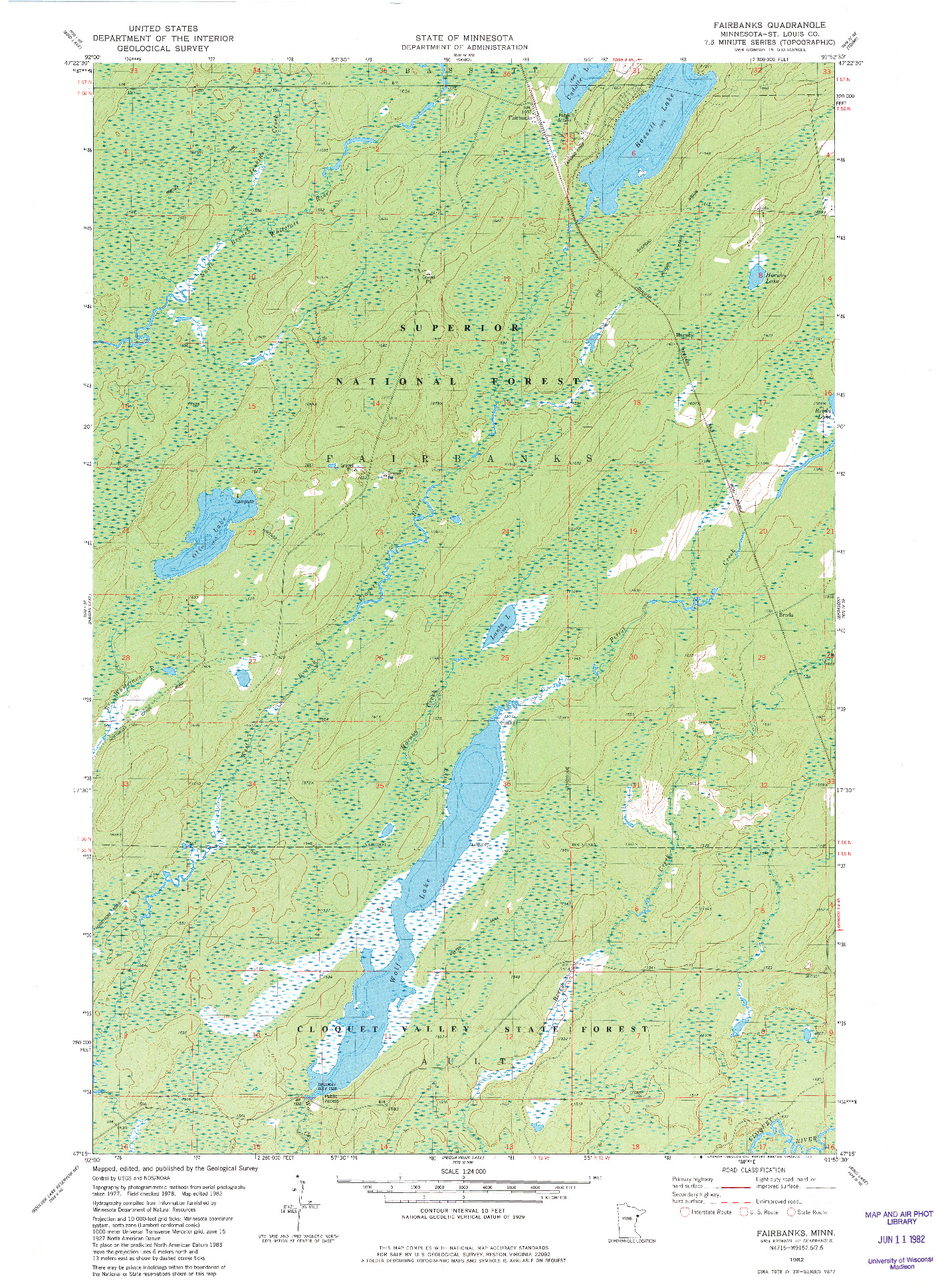 USGS 1:24000-SCALE QUADRANGLE FOR FAIRBANKS, MN 1982