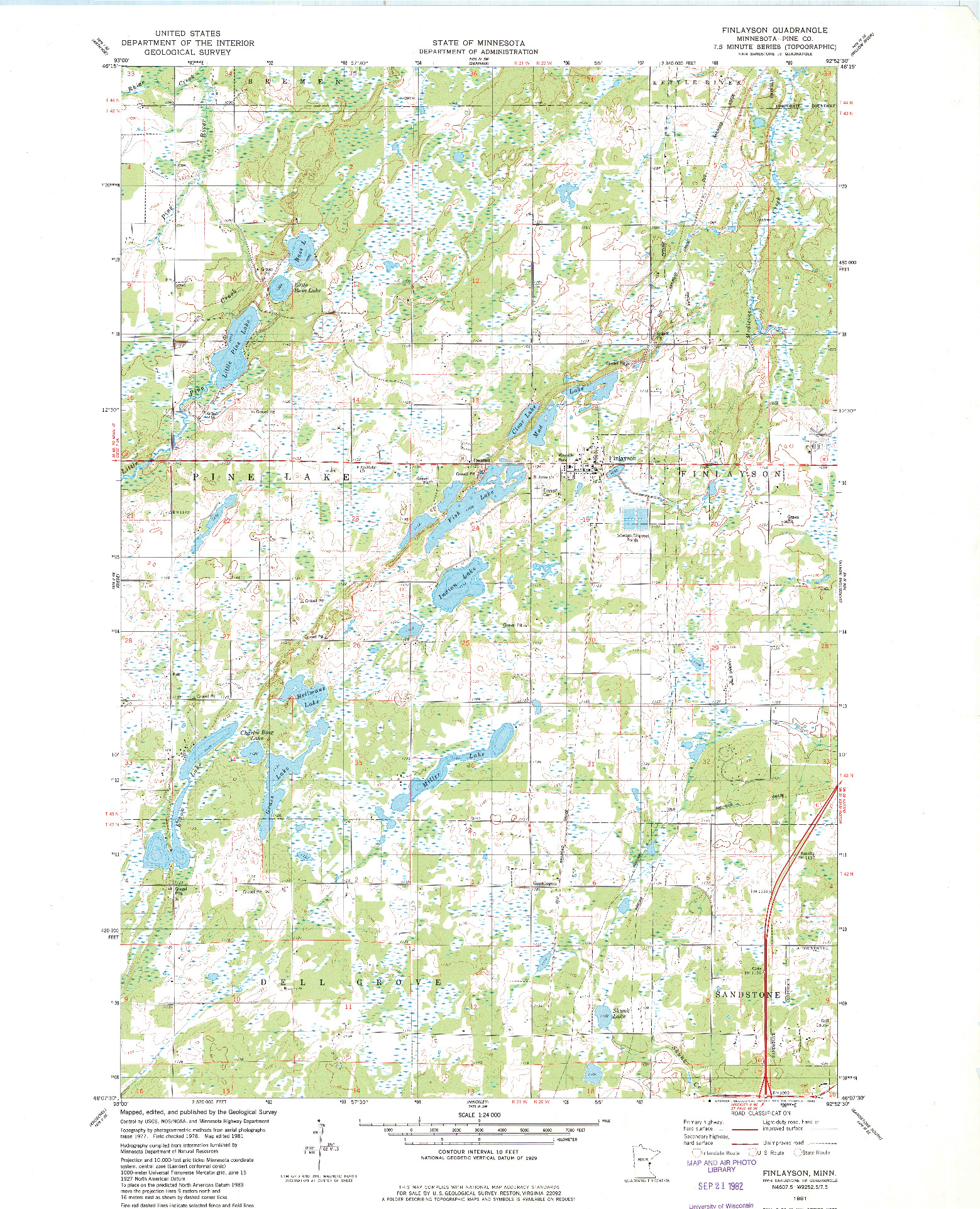 USGS 1:24000-SCALE QUADRANGLE FOR FINLAYSON, MN 1981