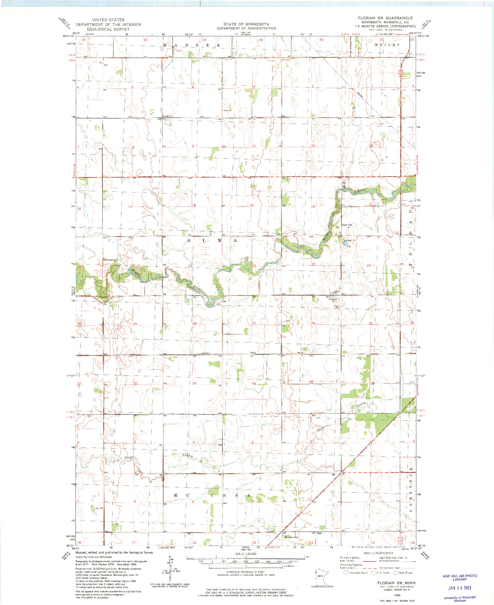 USGS 1:24000-SCALE QUADRANGLE FOR FLORIAN SW, MN 1982