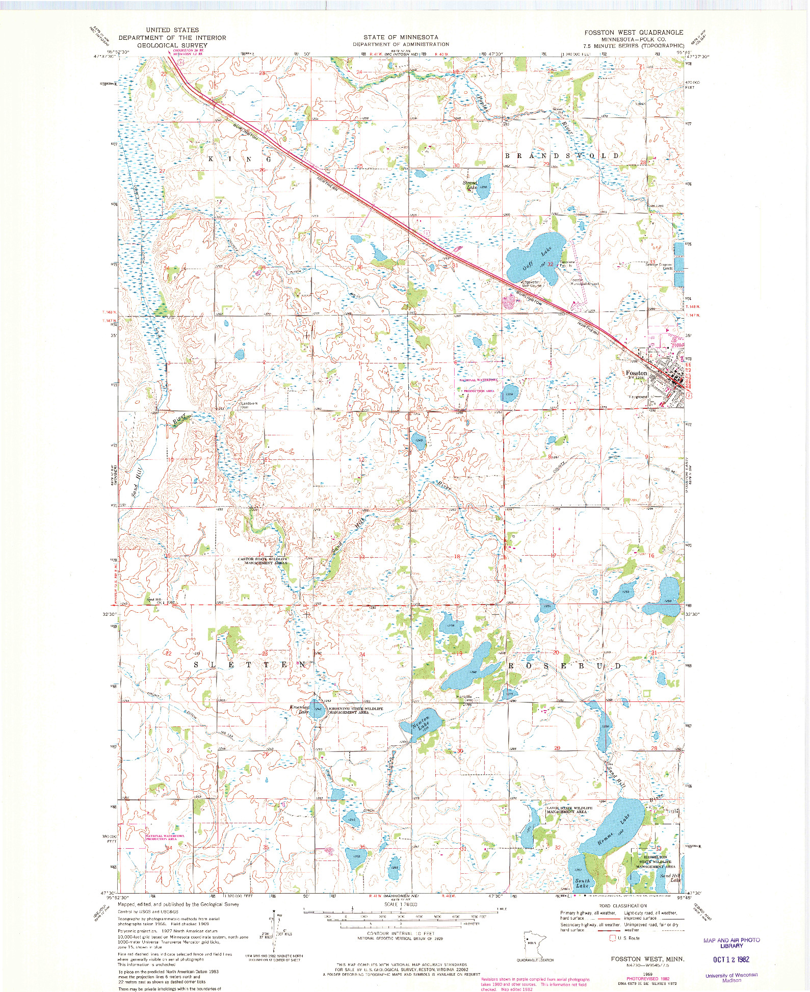 USGS 1:24000-SCALE QUADRANGLE FOR FOSSTON WEST, MN 1969