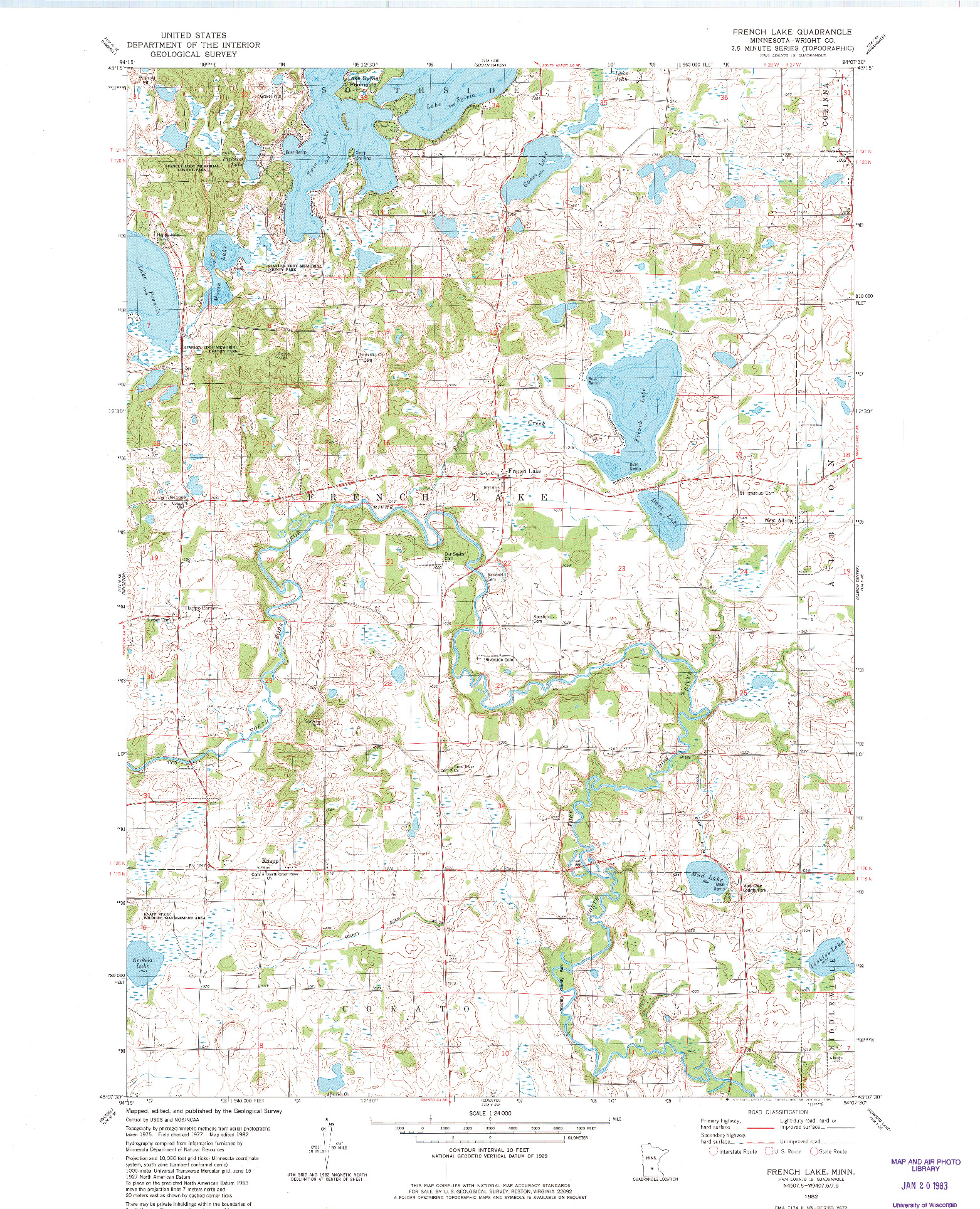 USGS 1:24000-SCALE QUADRANGLE FOR FRENCH LAKE, MN 1982