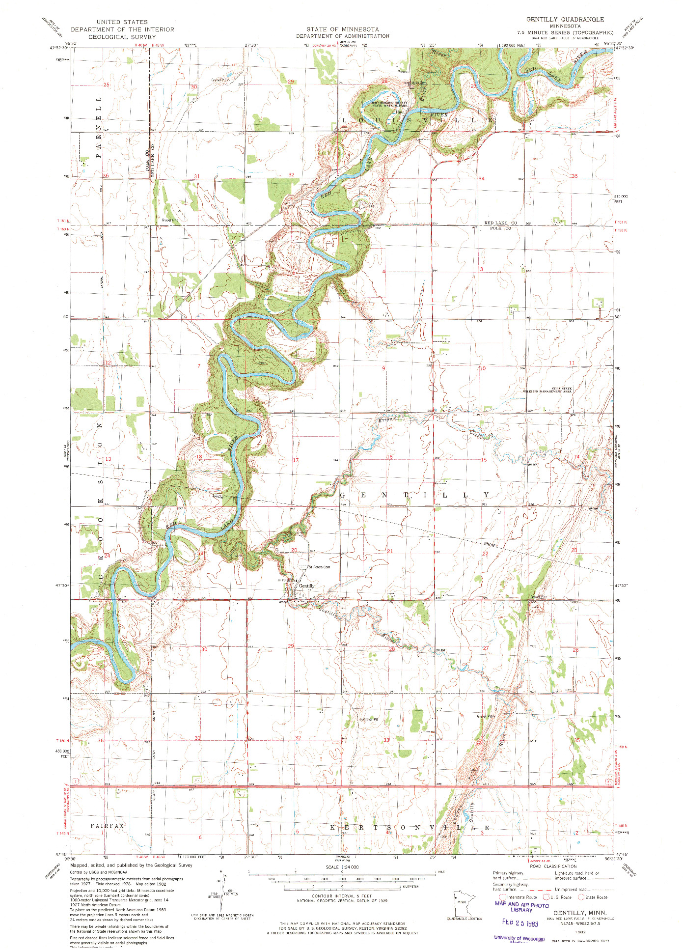 USGS 1:24000-SCALE QUADRANGLE FOR GENTILLY, MN 1982
