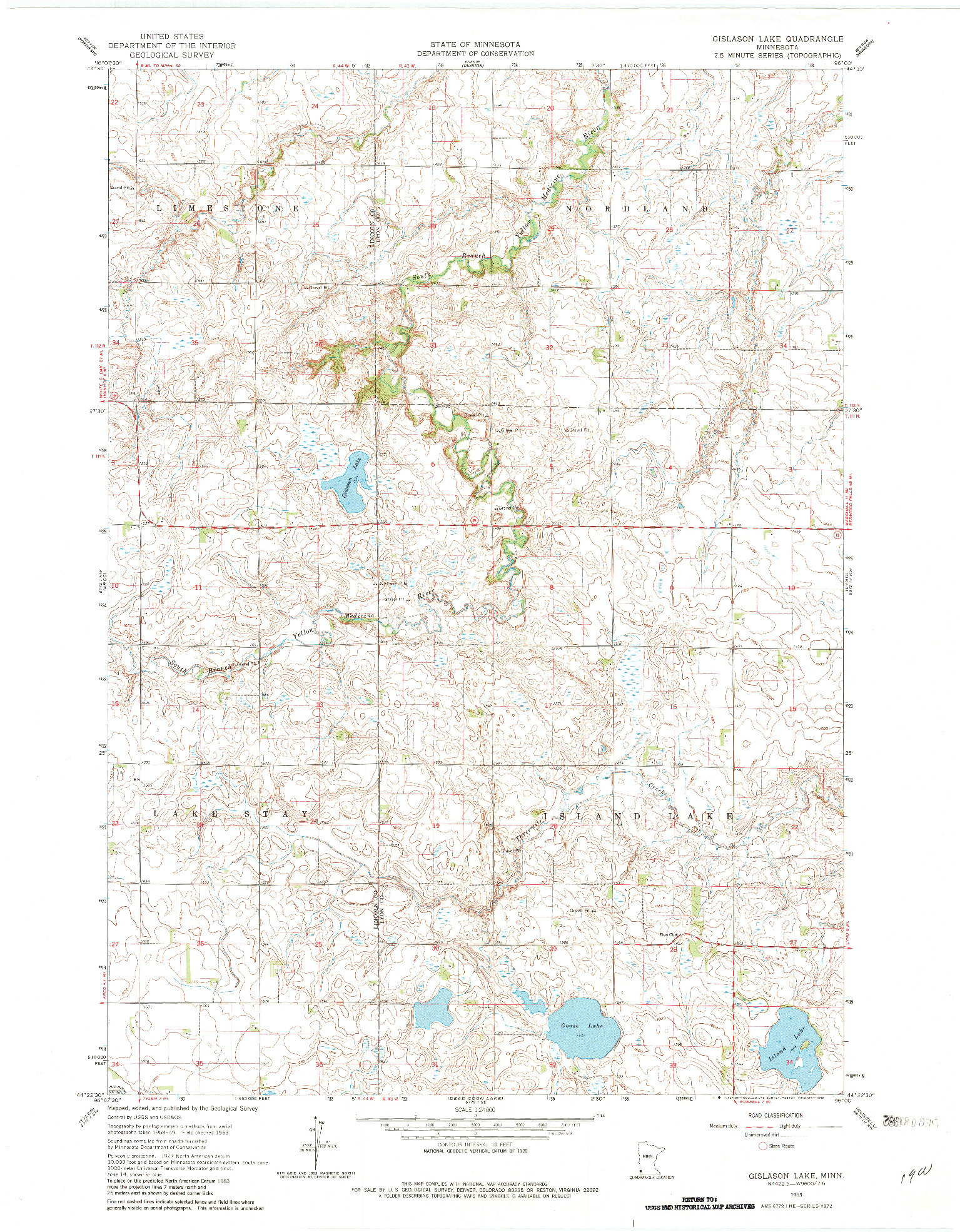USGS 1:24000-SCALE QUADRANGLE FOR GISLASON LAKE, MN 1963