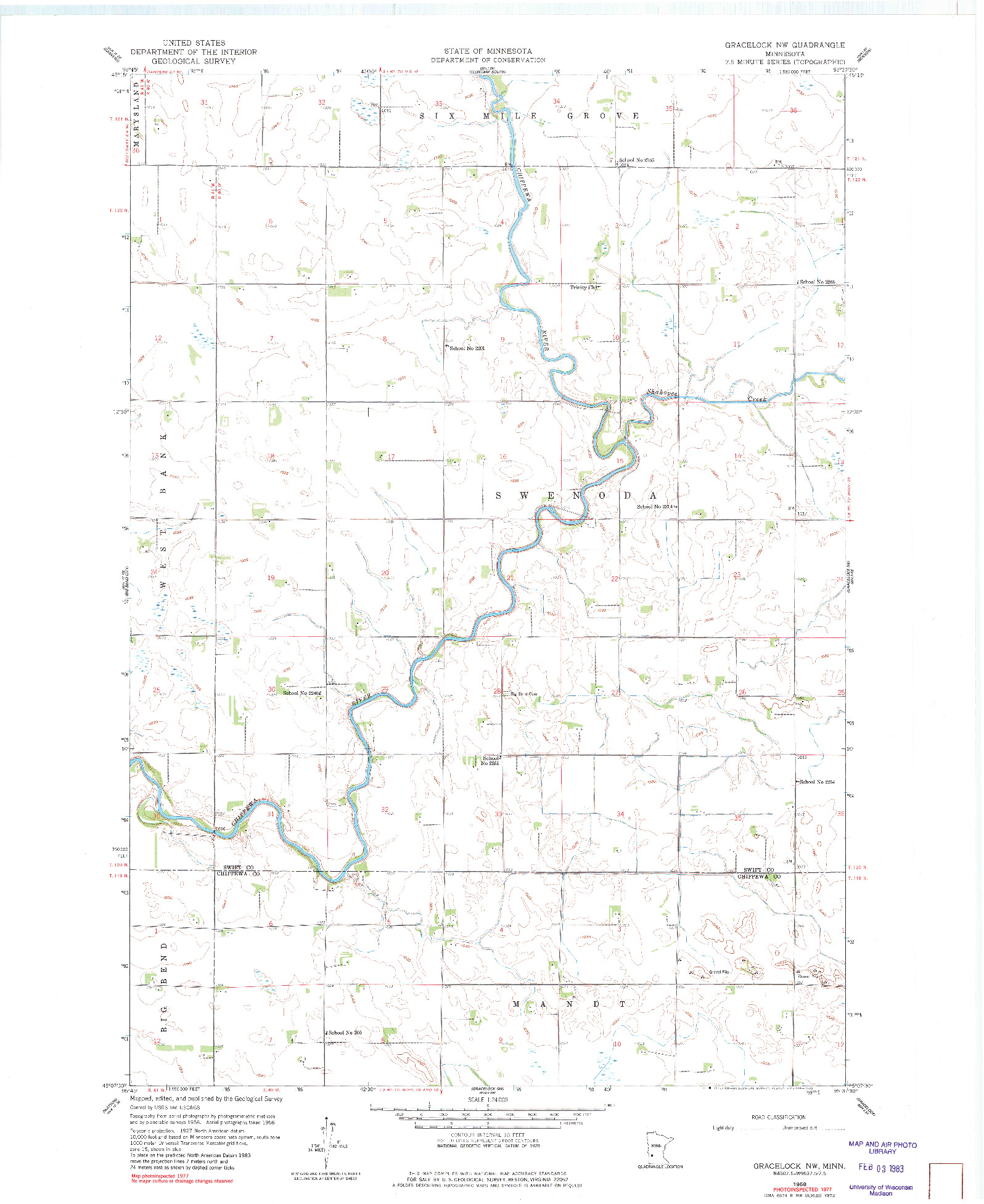 USGS 1:24000-SCALE QUADRANGLE FOR GRACELOCK NW, MN 1958