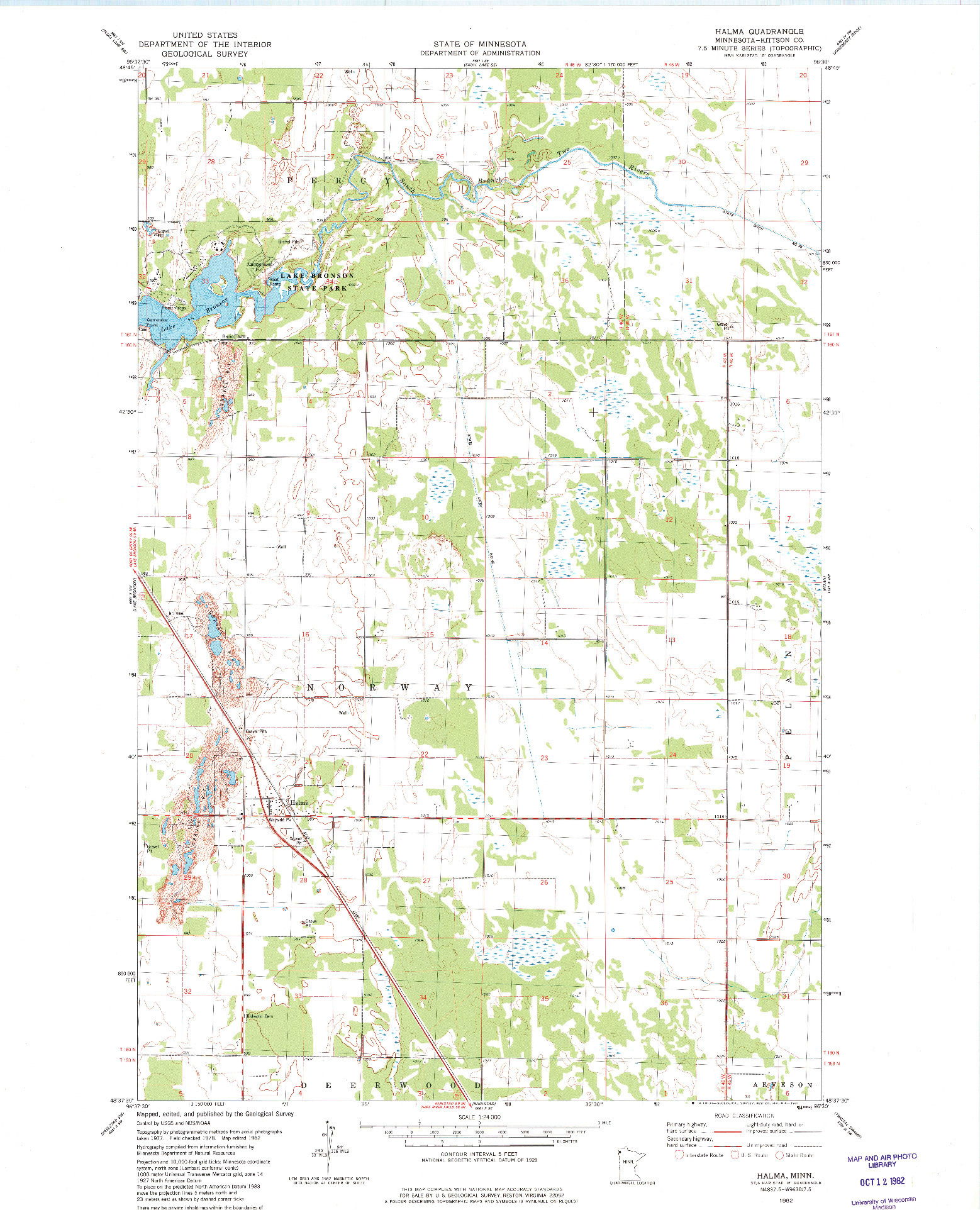 USGS 1:24000-SCALE QUADRANGLE FOR HALMA, MN 1982