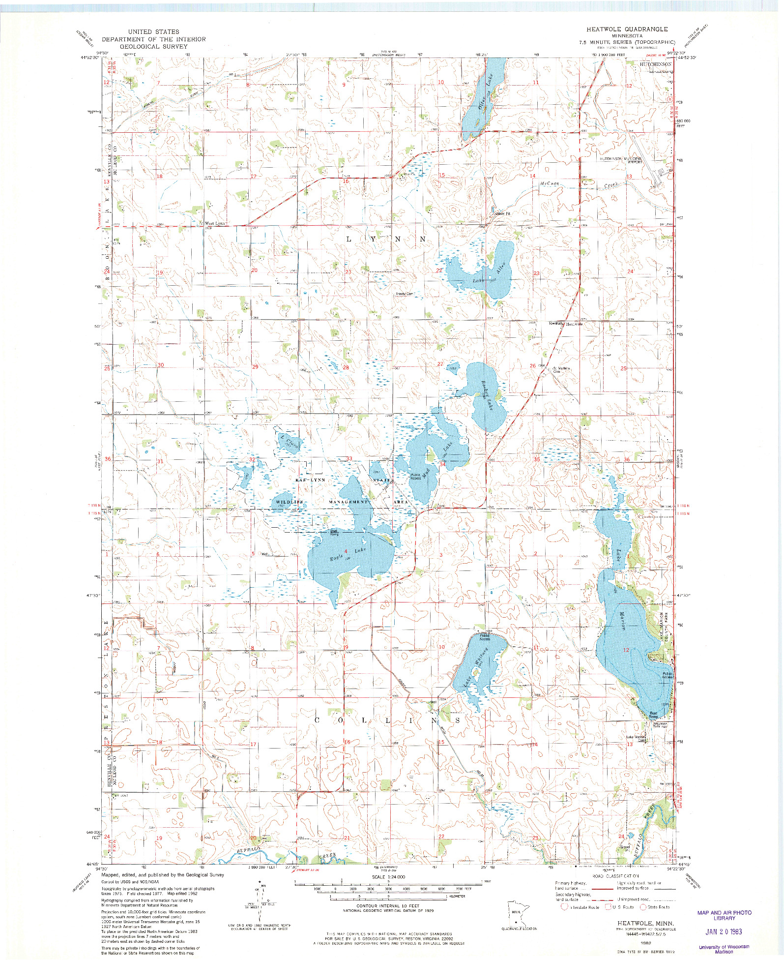 USGS 1:24000-SCALE QUADRANGLE FOR HEATWOLE, MN 1982