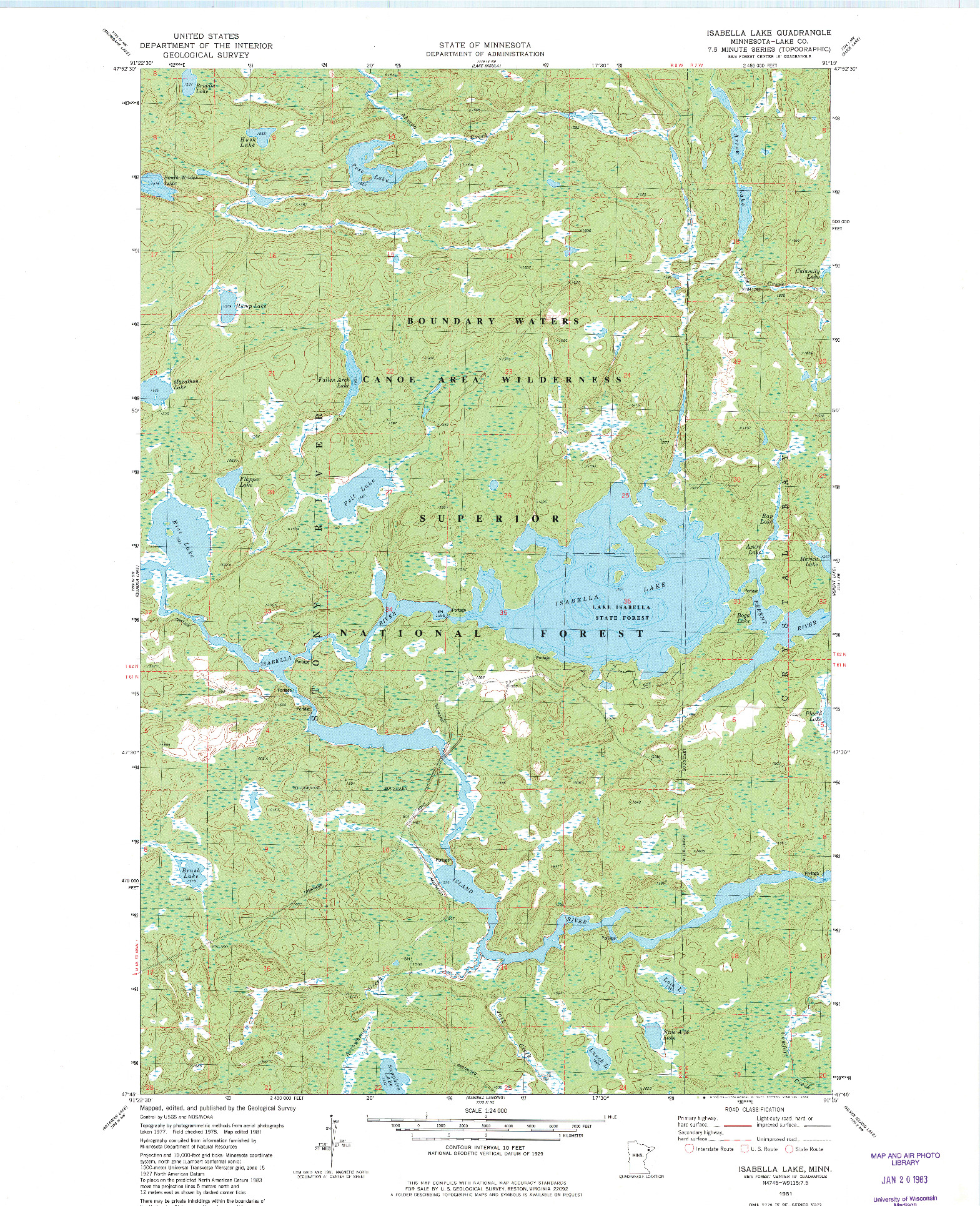 USGS 1:24000-SCALE QUADRANGLE FOR ISABELLA LAKE, MN 1981