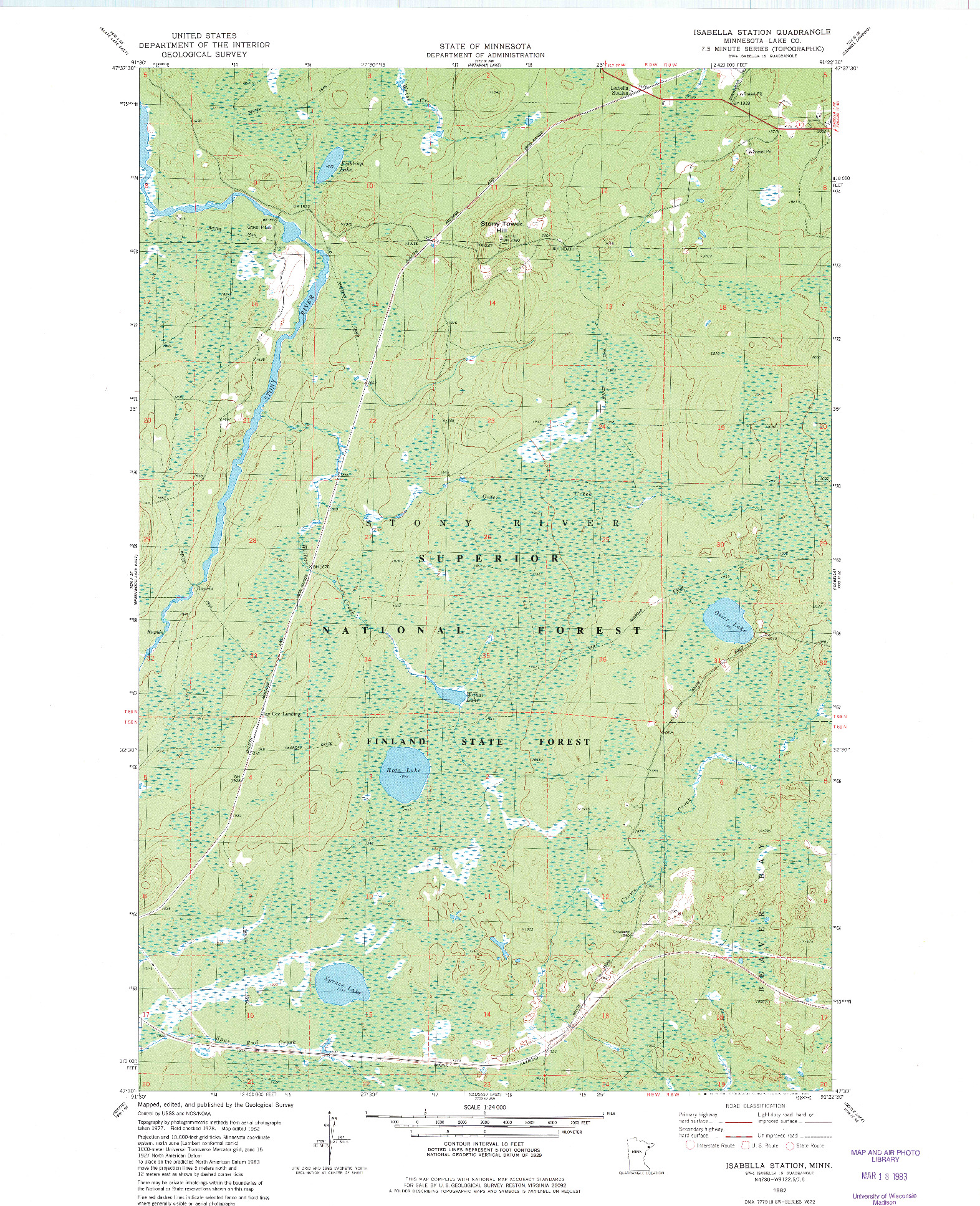 USGS 1:24000-SCALE QUADRANGLE FOR ISABELLA STATION, MN 1982