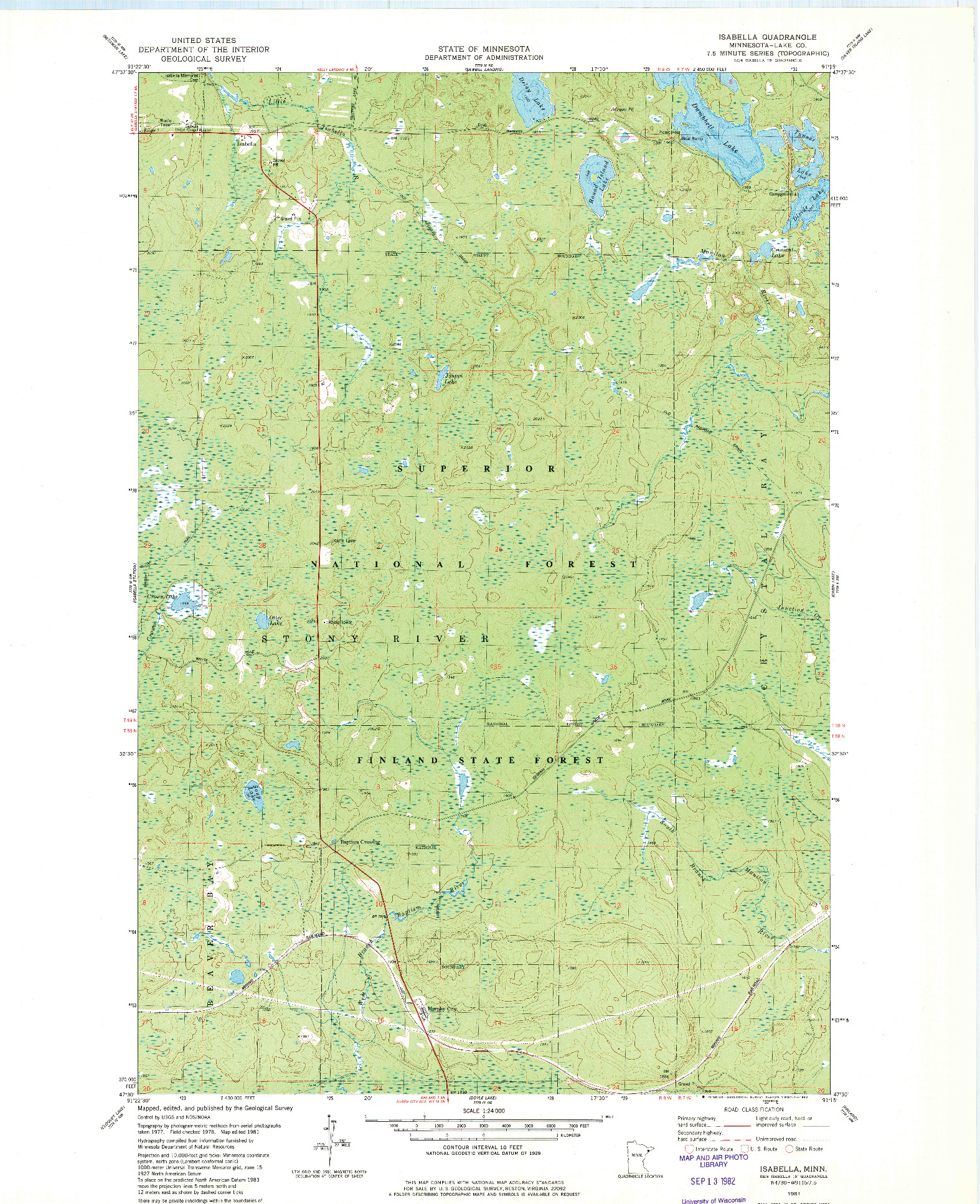 USGS 1:24000-SCALE QUADRANGLE FOR ISABELLA, MN 1981