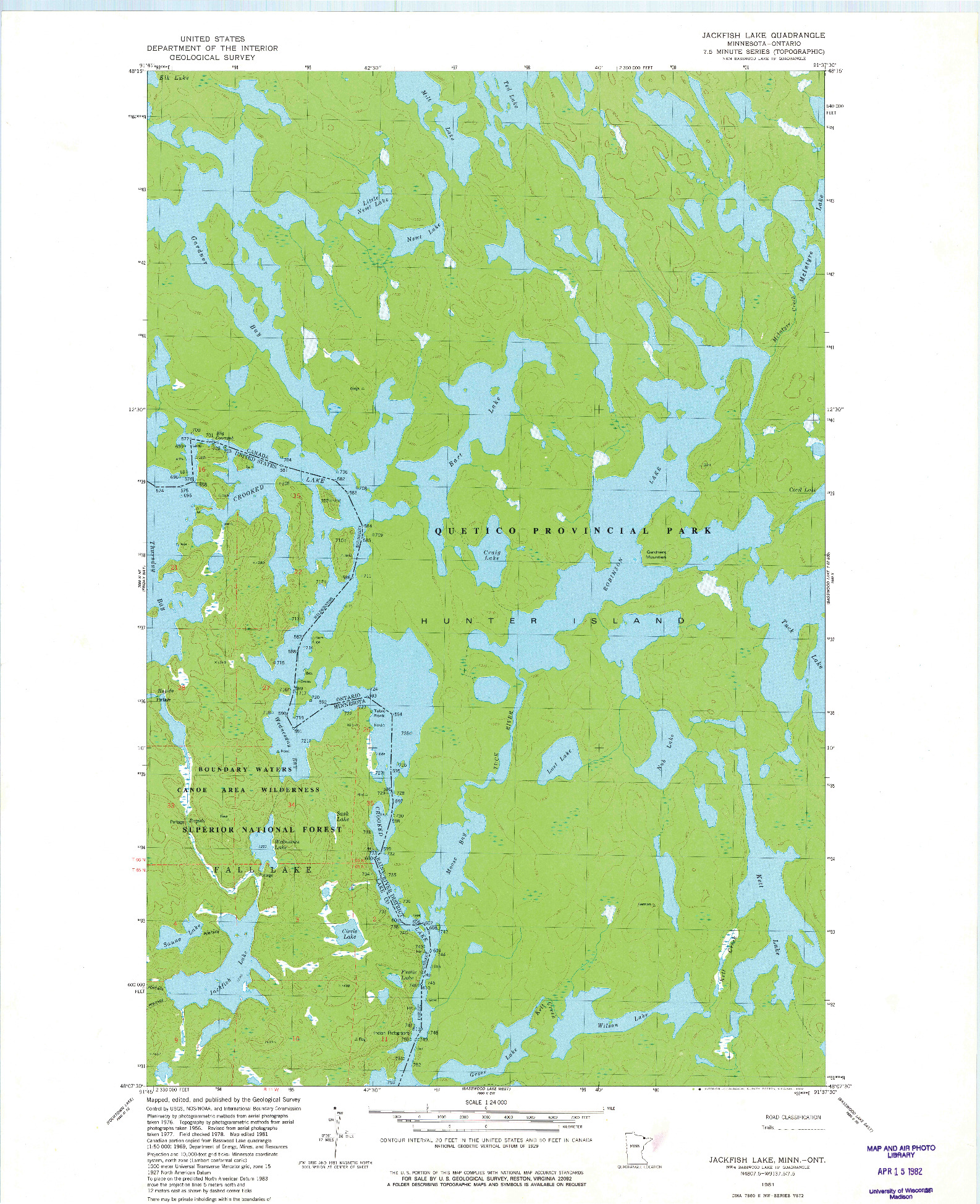 USGS 1:24000-SCALE QUADRANGLE FOR JACKFISH LAKE, MN 1981