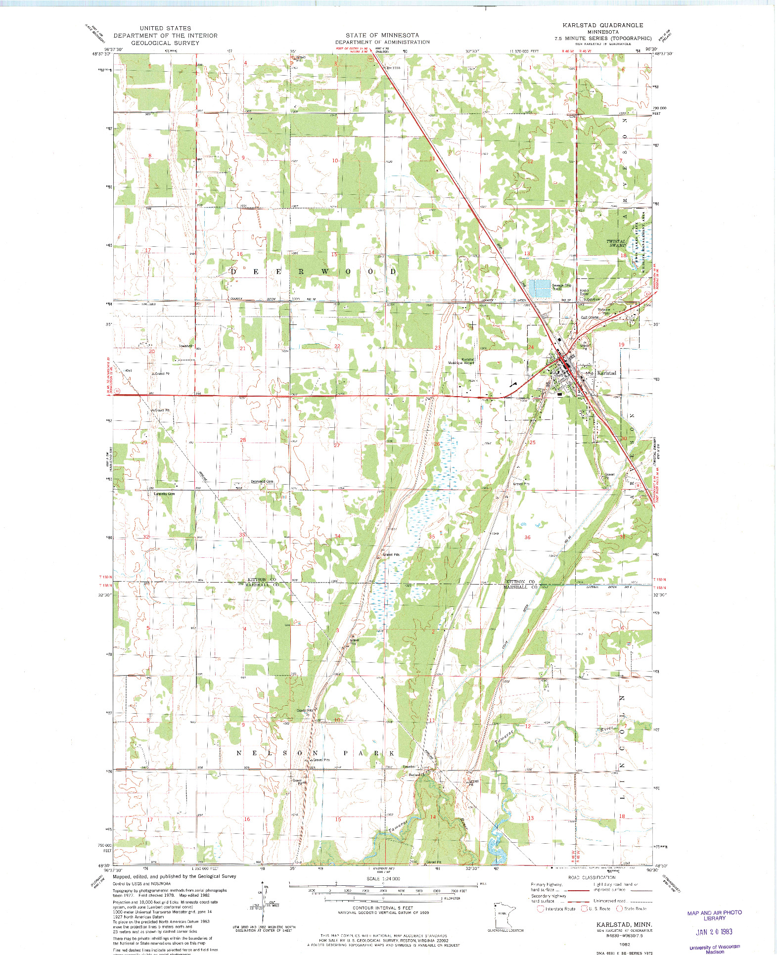 USGS 1:24000-SCALE QUADRANGLE FOR KARLSTAD, MN 1982